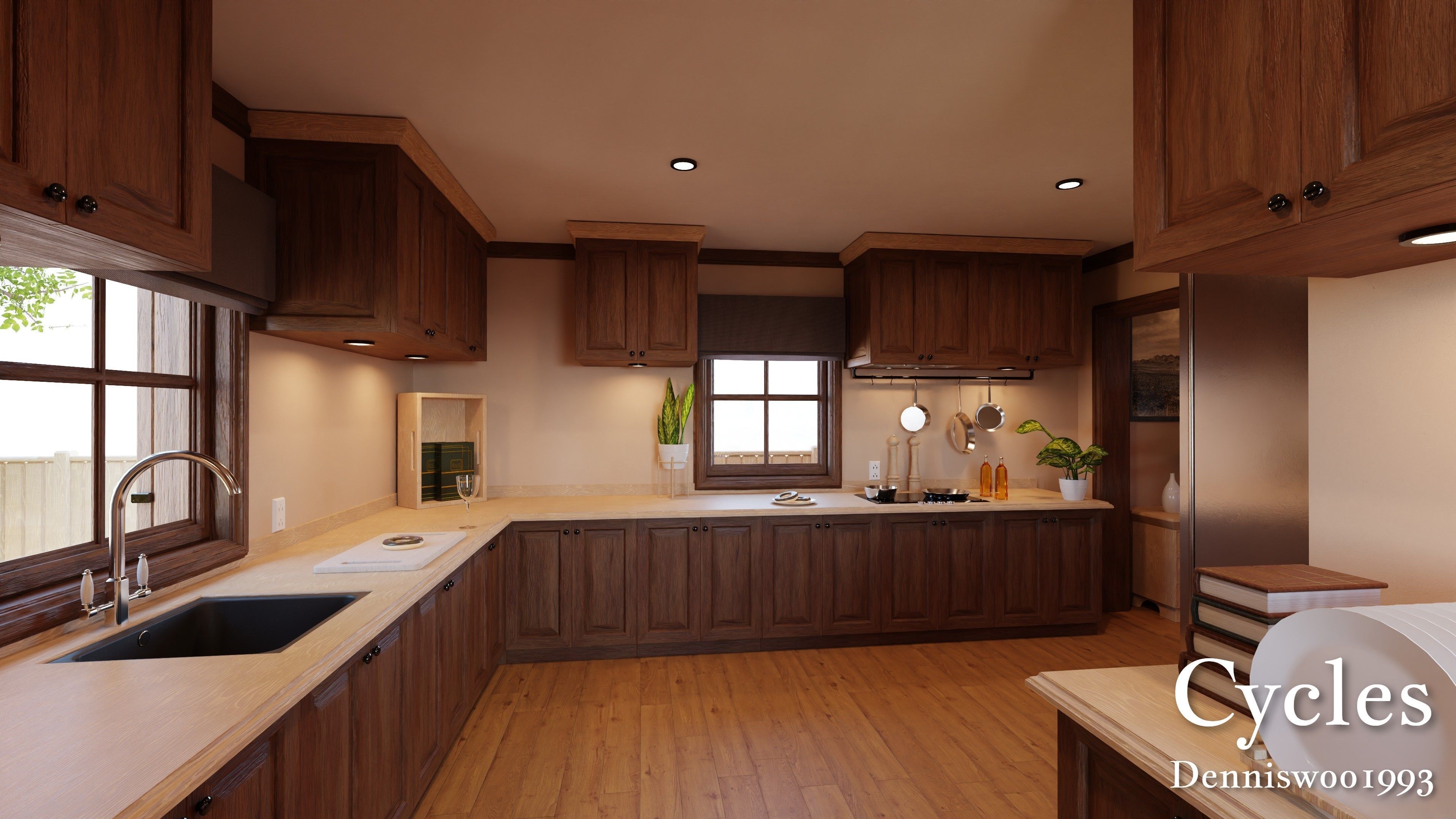 Modular Classic Style American House 6 Low-poly 3D model_7