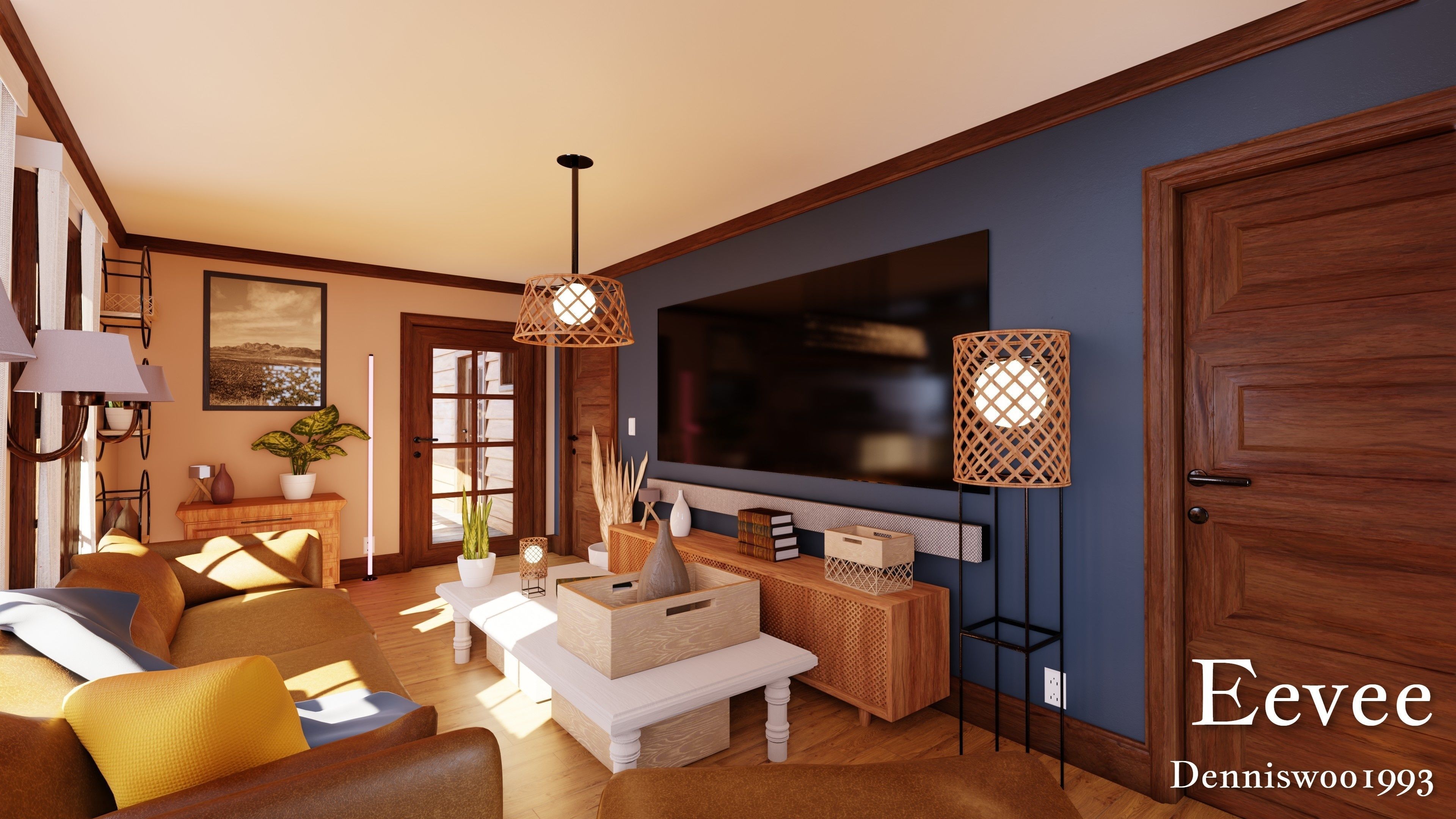 Modular Classic Style American House 6 Low-poly 3D model_30