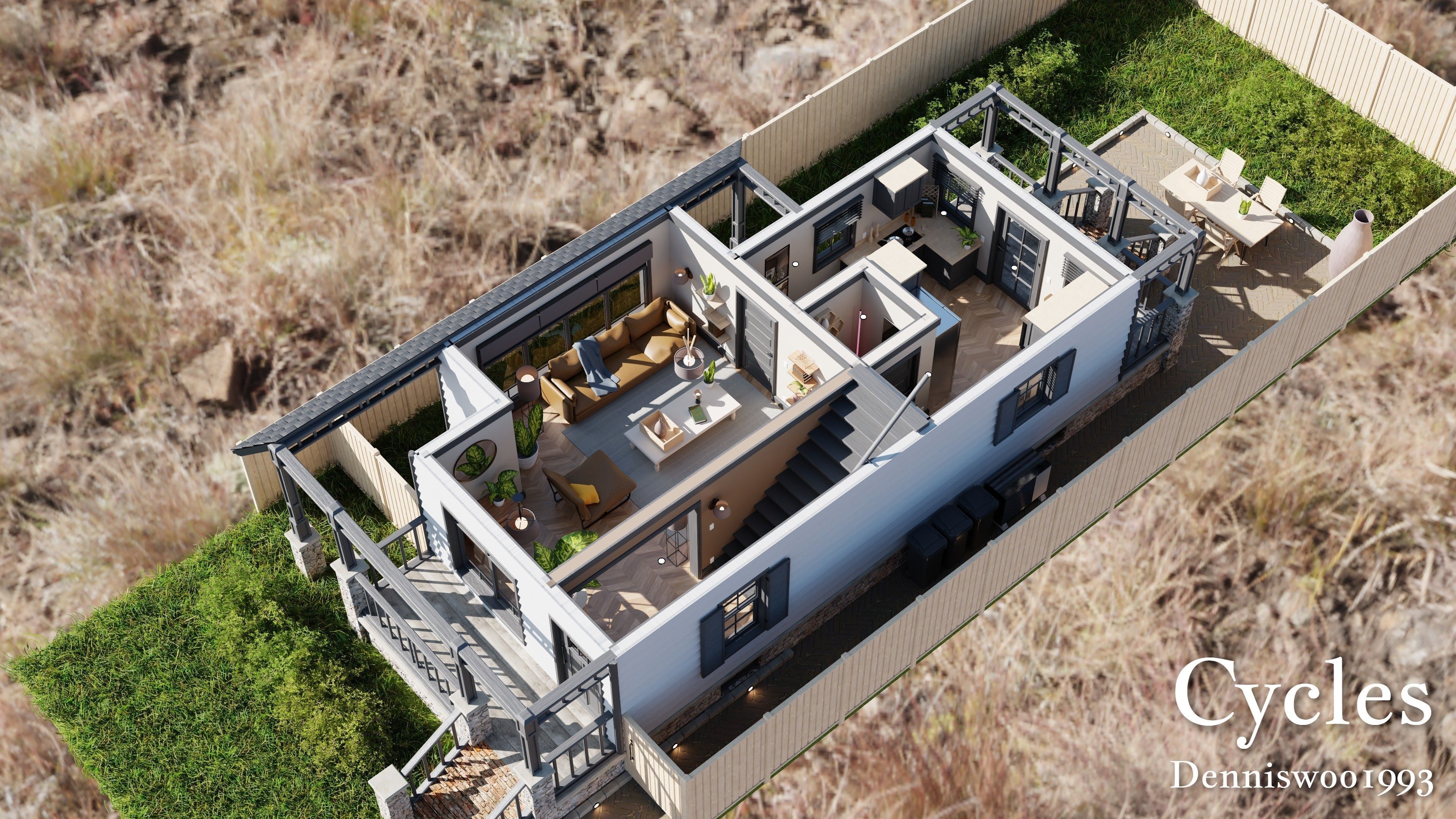 Modular Classic Style American Small 5 House pack 3D Model Collection_21