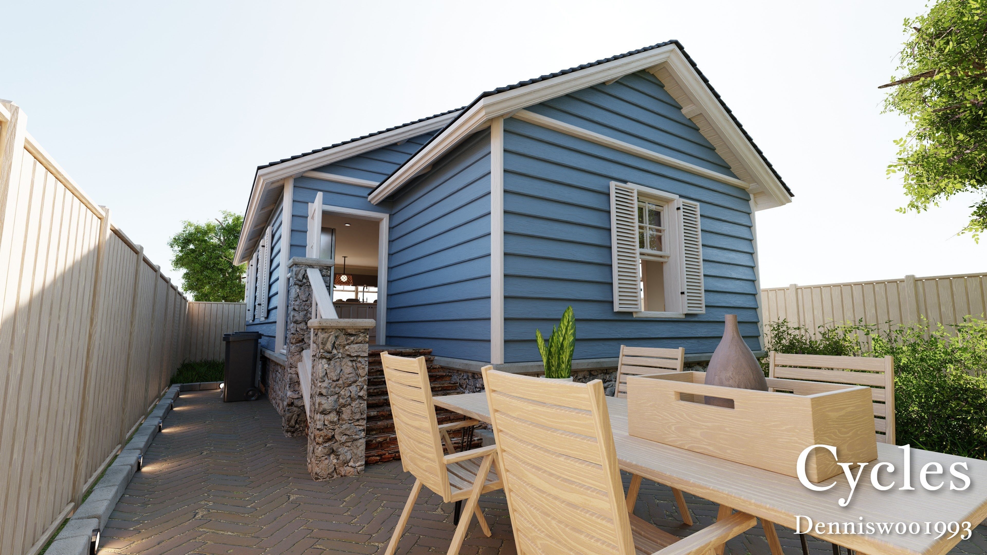 Modular Classic Style American Small 5 House pack 3D Model Collection_29