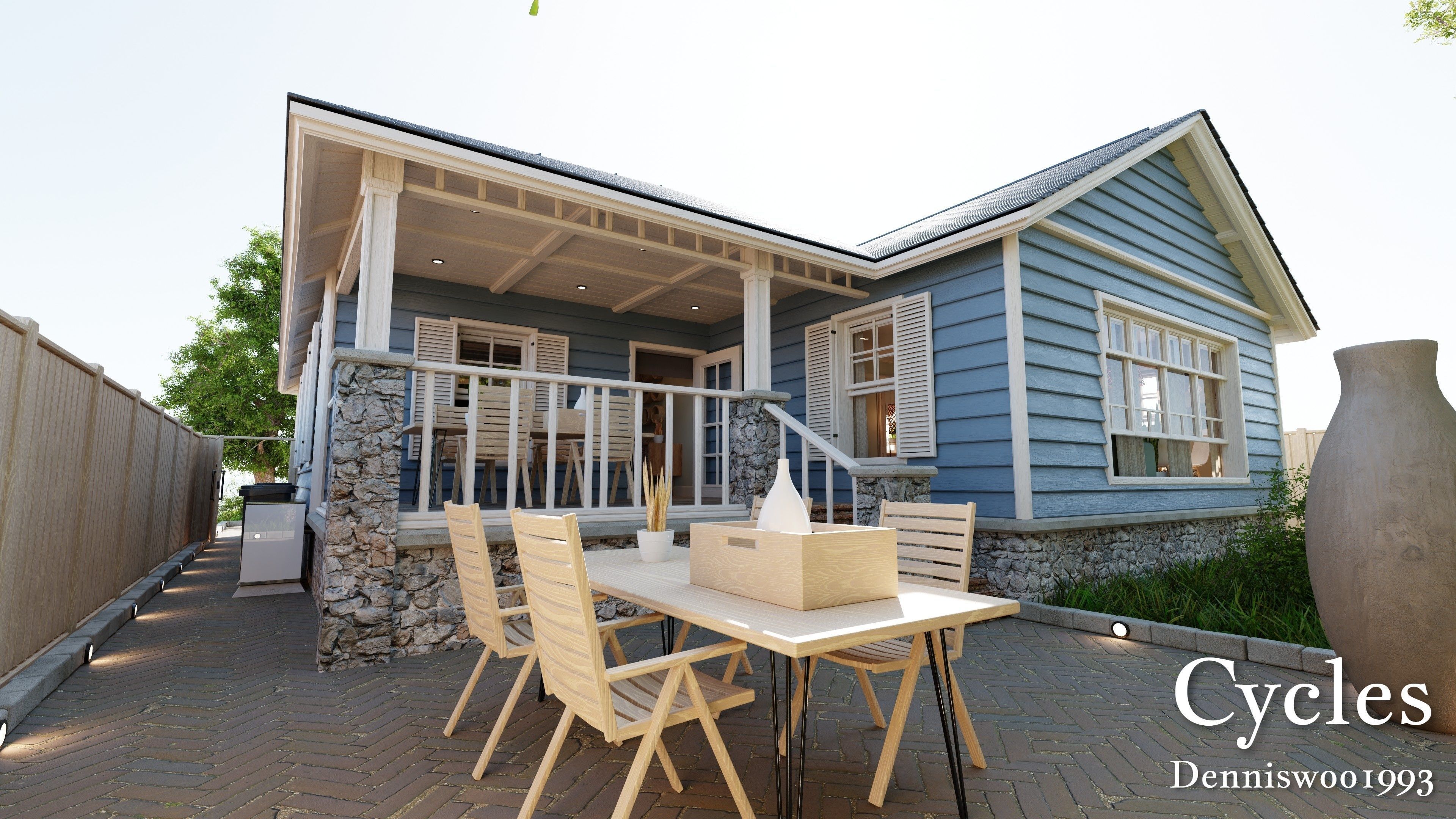 Modular Classic Style American Small 5 House pack 3D Model Collection_33