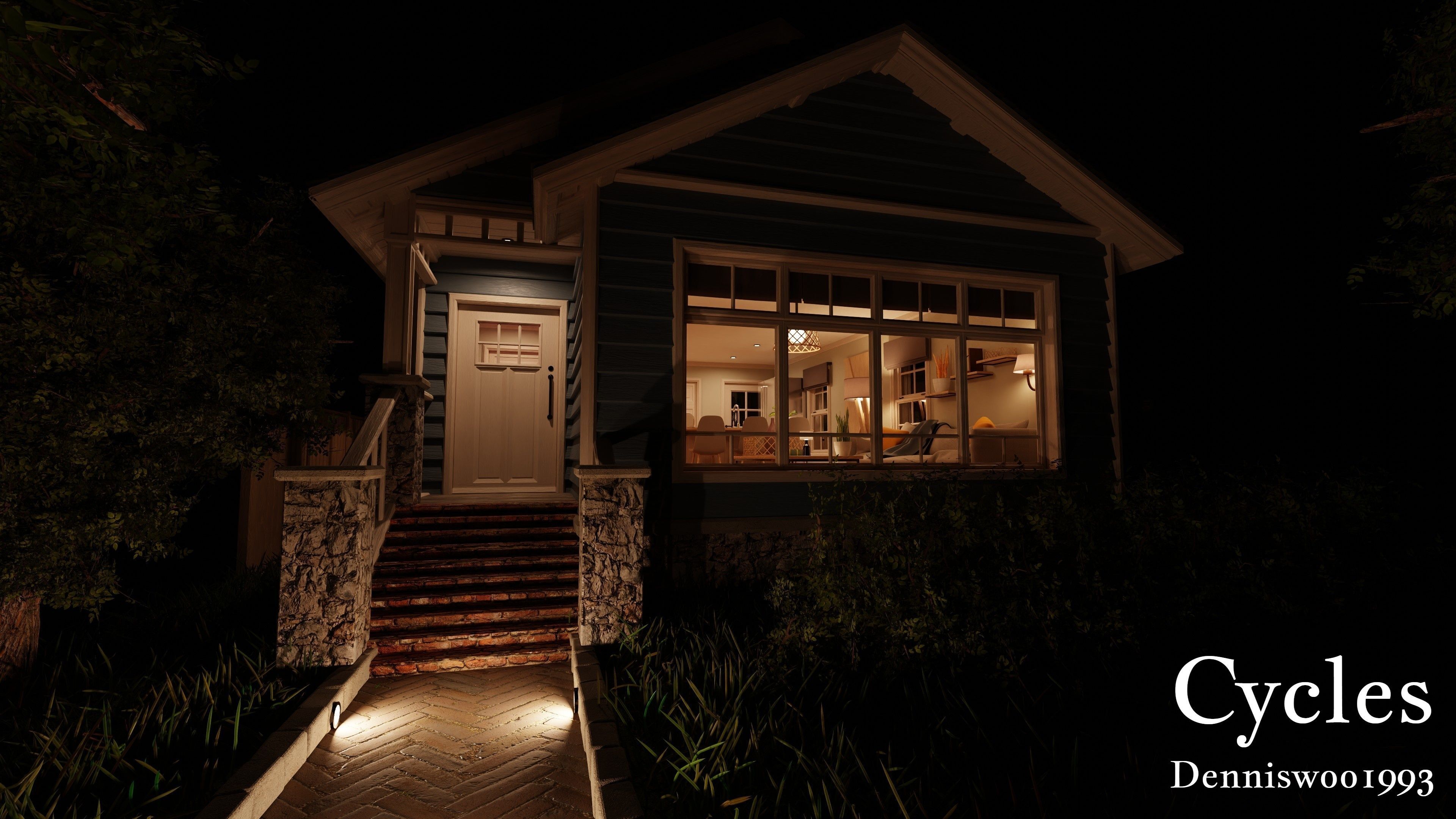 Modular Classic Style American Small 5 House pack 3D Model Collection_25