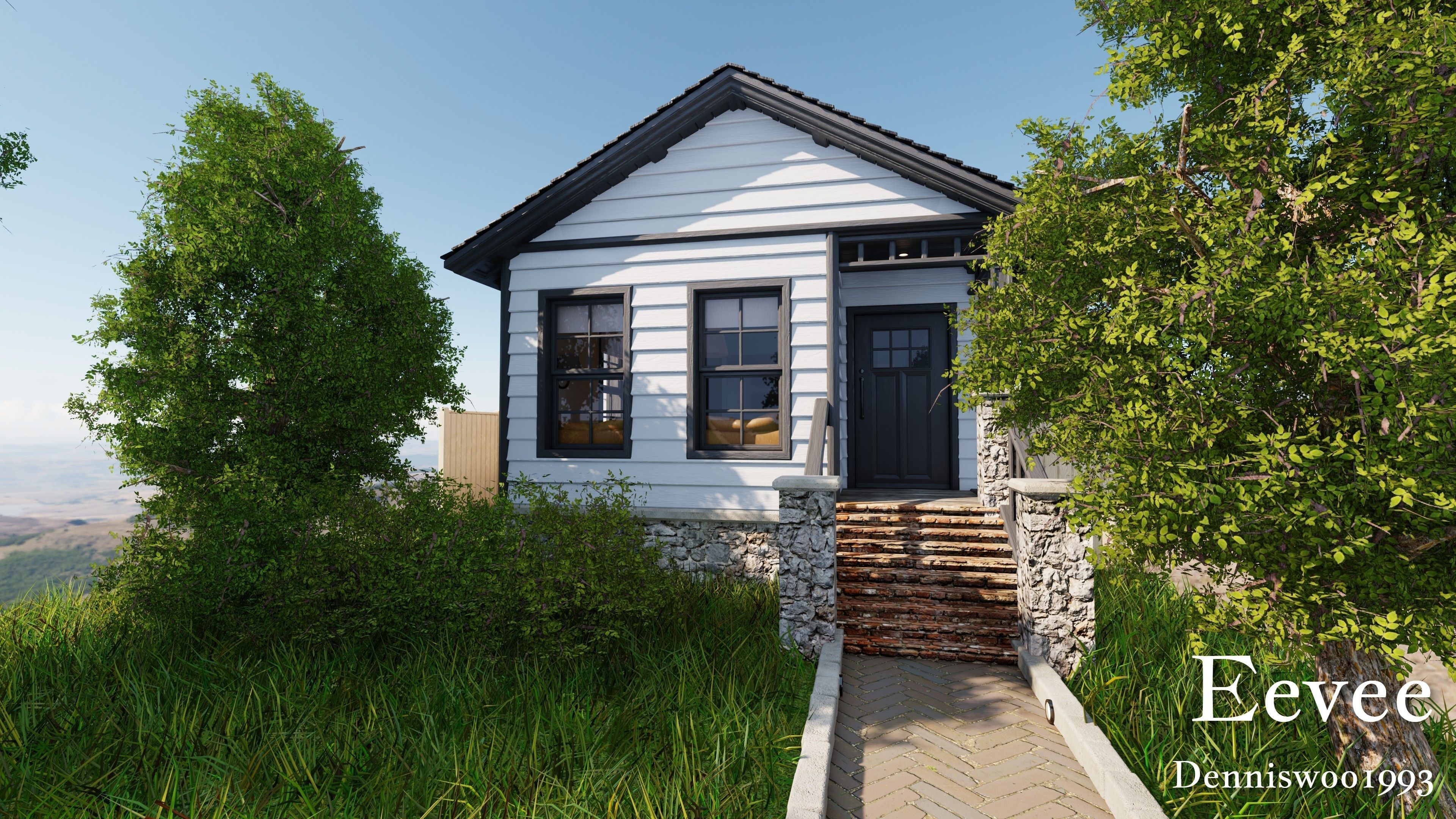 Modular Classic Style American Small 5 House pack 3D Model Collection_45