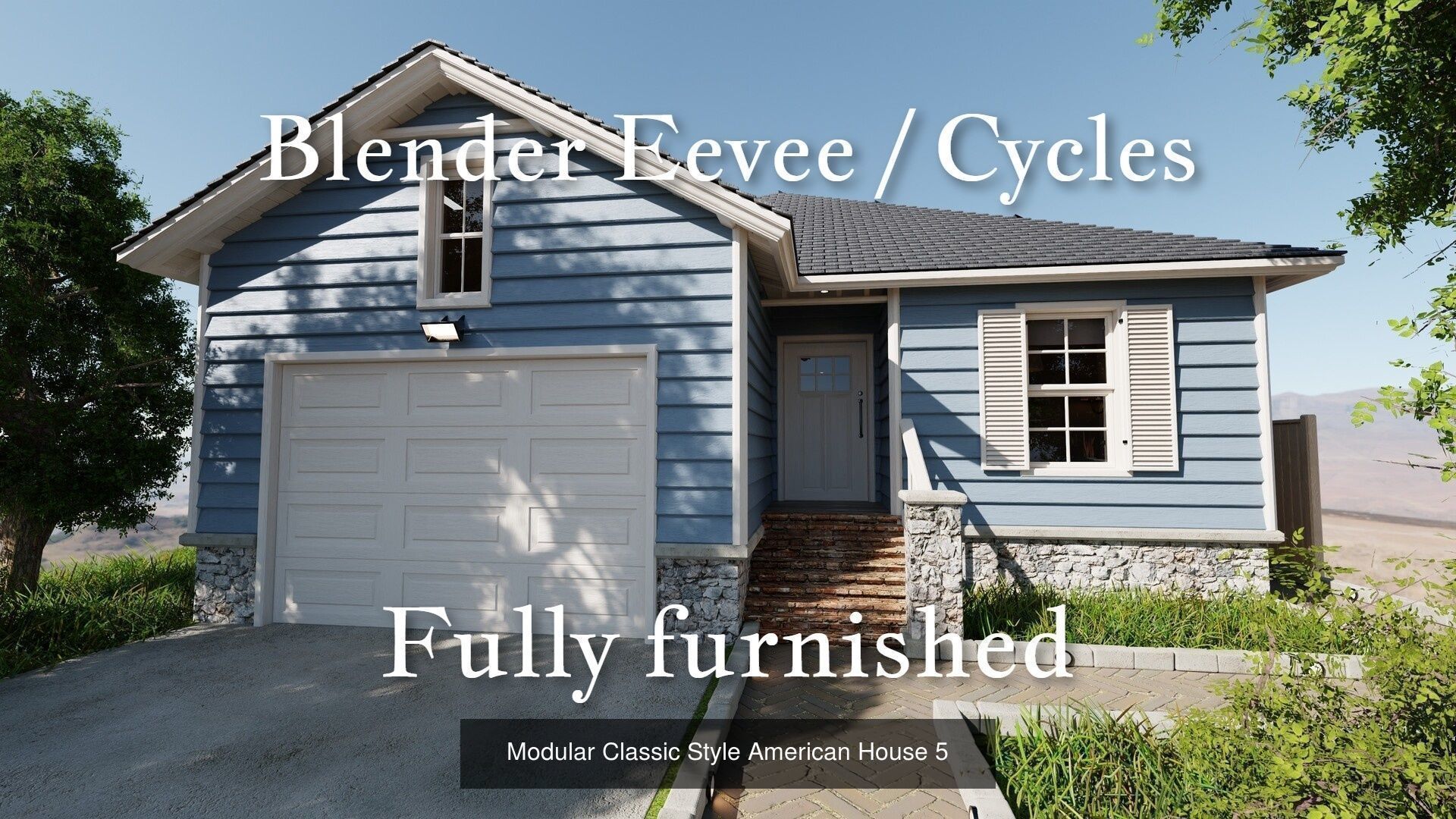 Modular Classic Style American Small 5 House pack 3D Model Collection_10