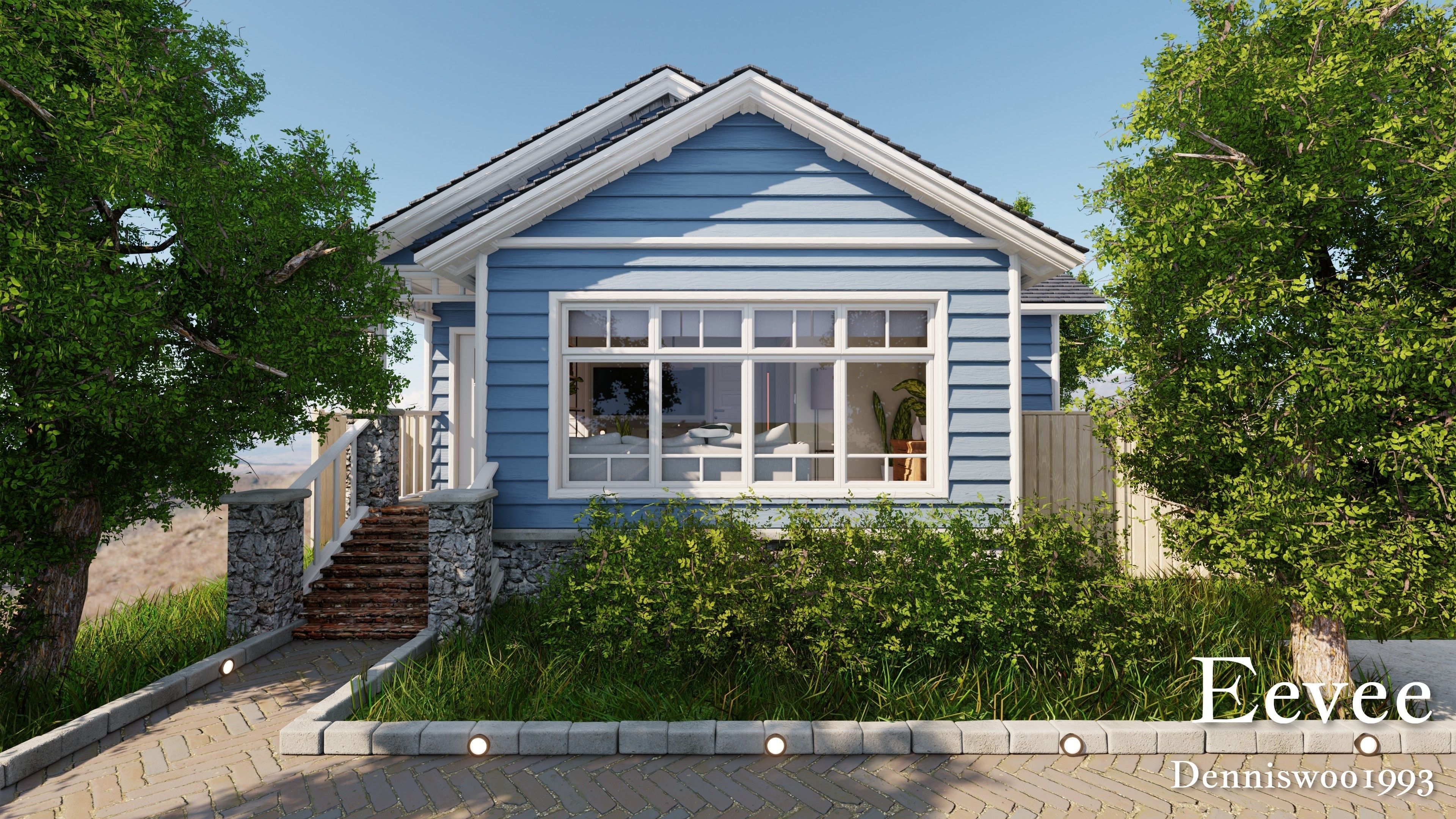 Modular Classic Style American Small 5 House pack 3D Model Collection_48