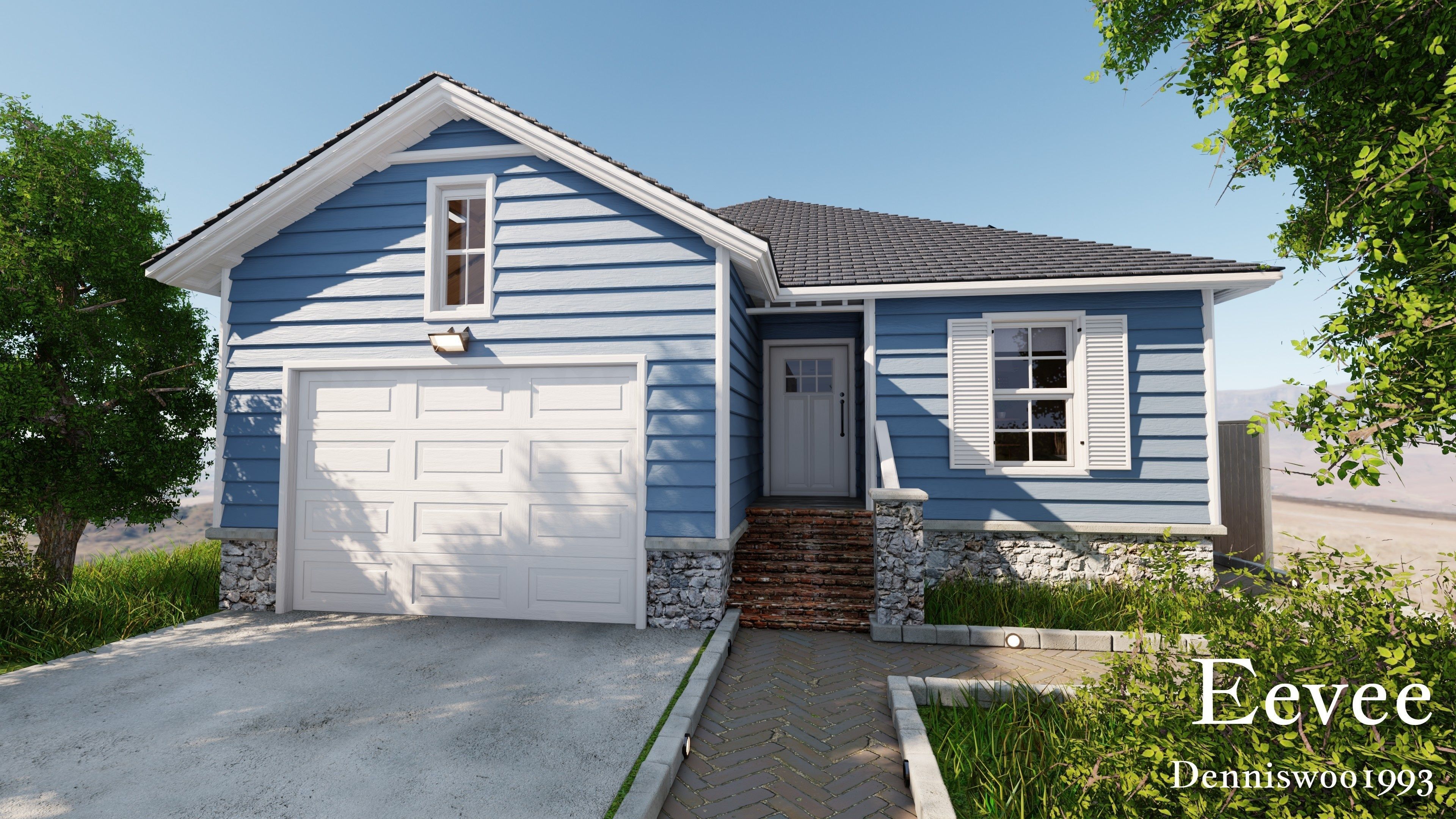 Modular Classic Style American Small 5 House pack 3D Model Collection_46