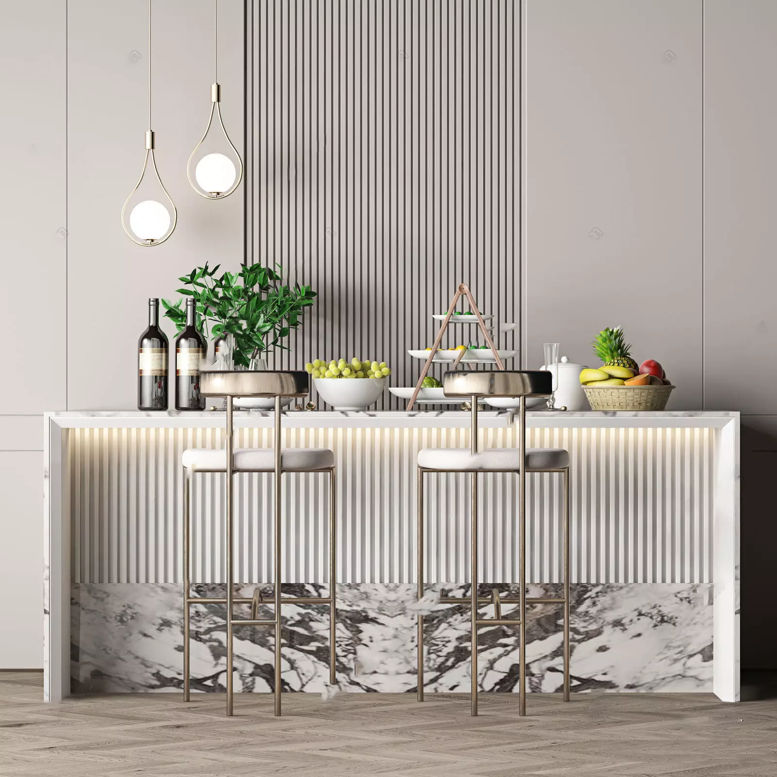 Modern Bar table chair 3D model