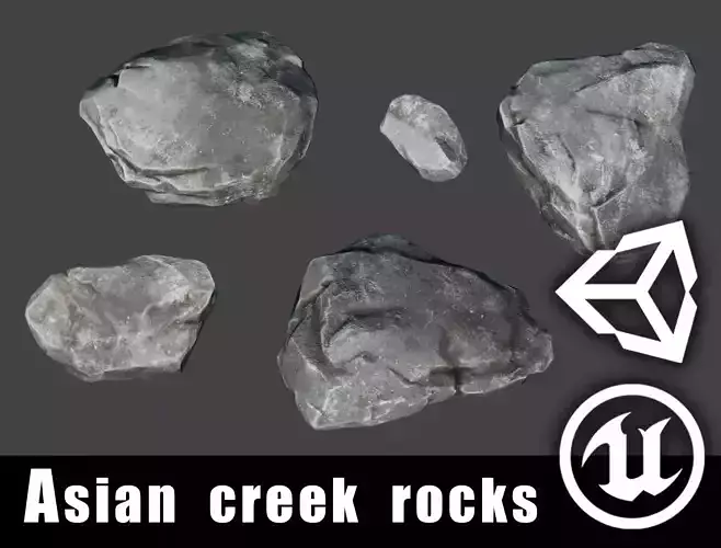 Realistic Asian Creek Rocks Set for Unreal Engine and Unity 3D