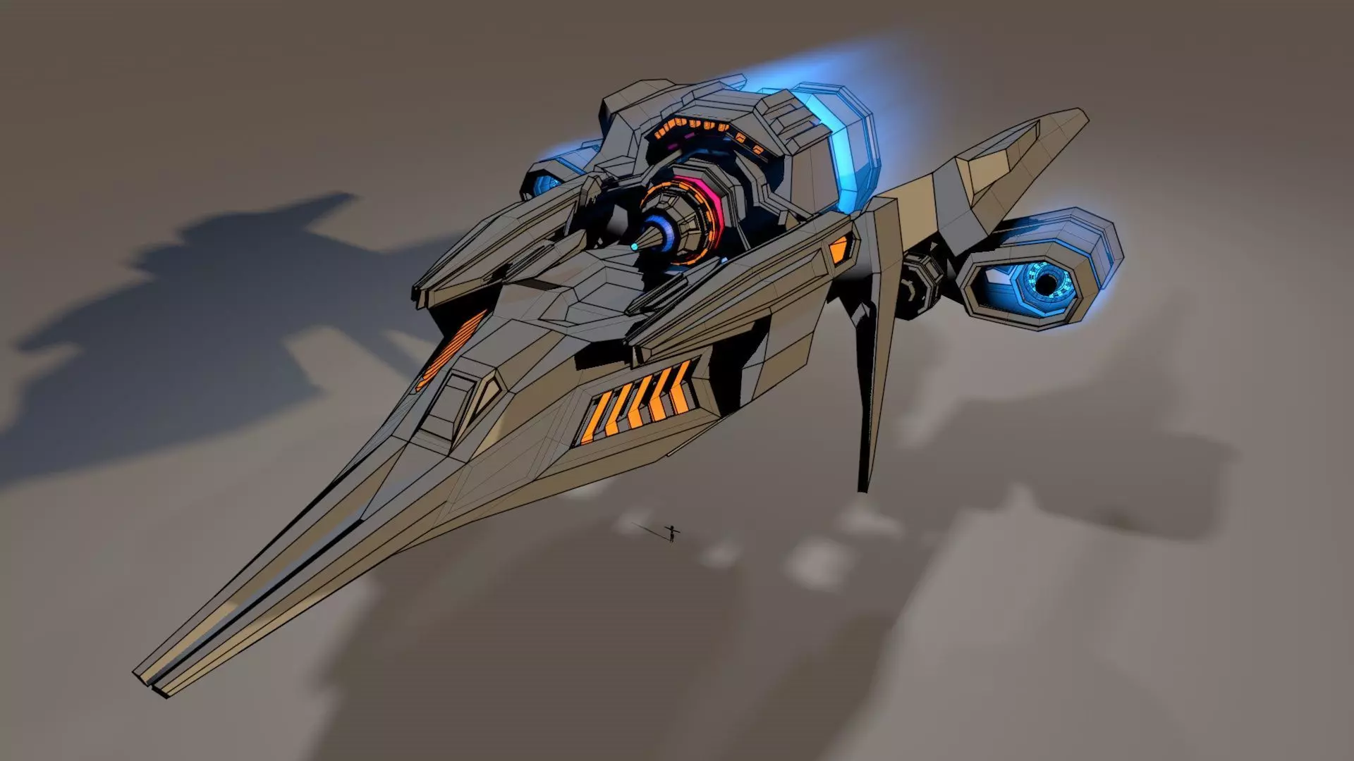 Sci Fi Spaceship 3D model_0