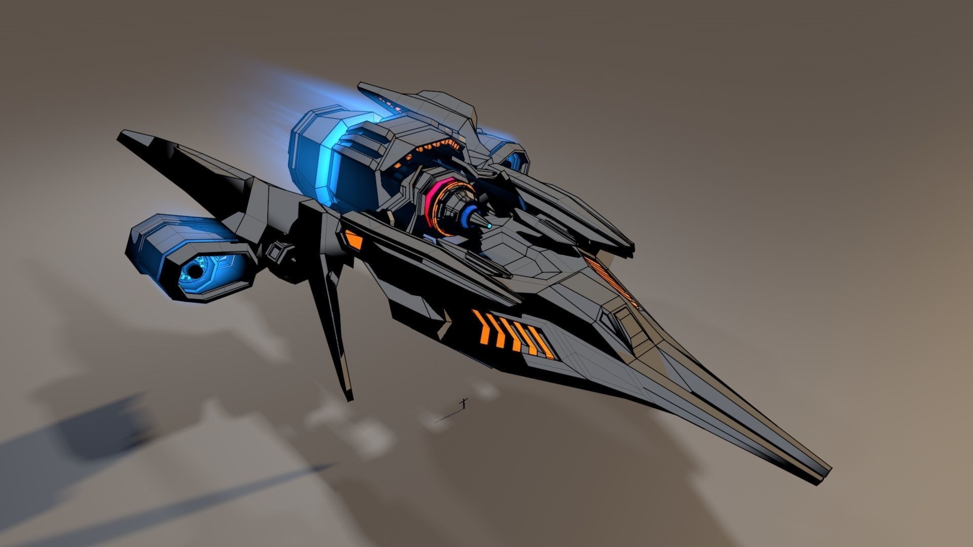 Sci Fi Spaceship 3D model_2