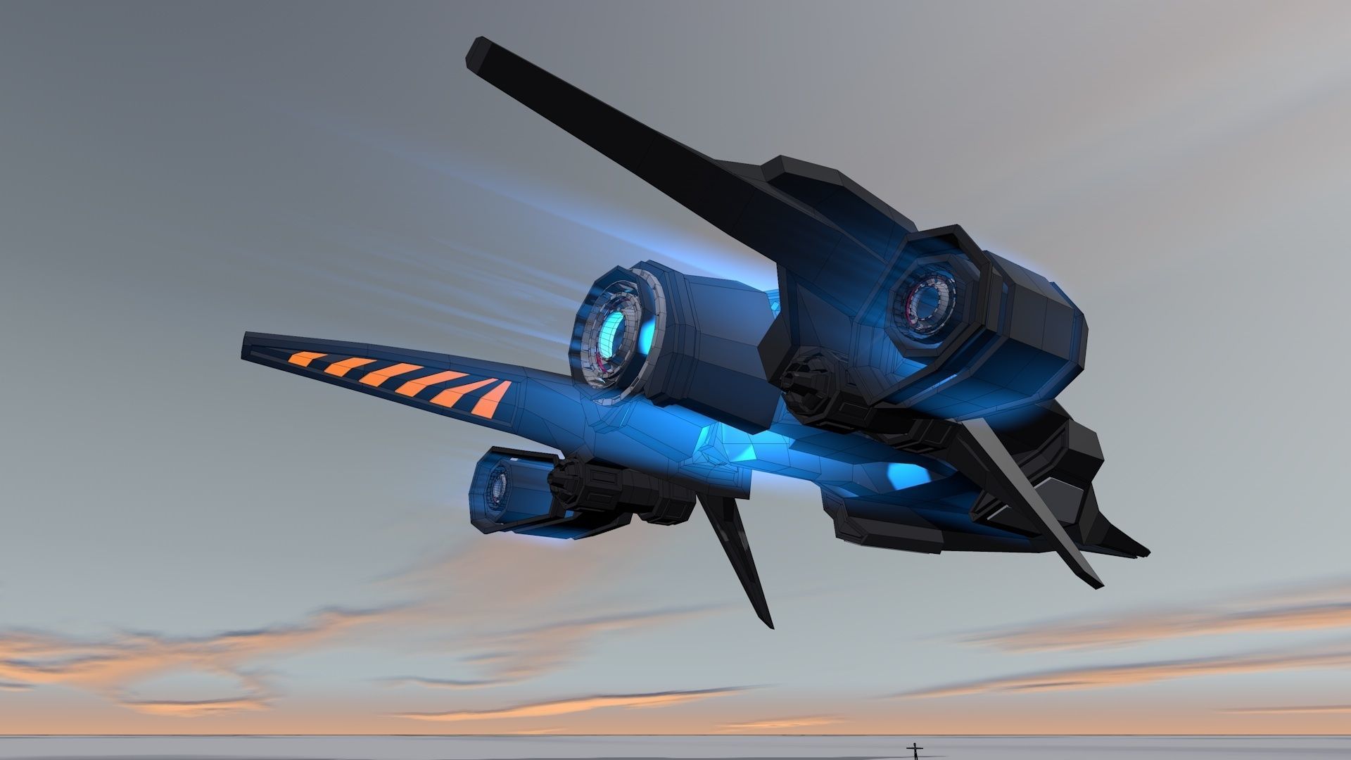 Sci Fi Spaceship 3D model_1