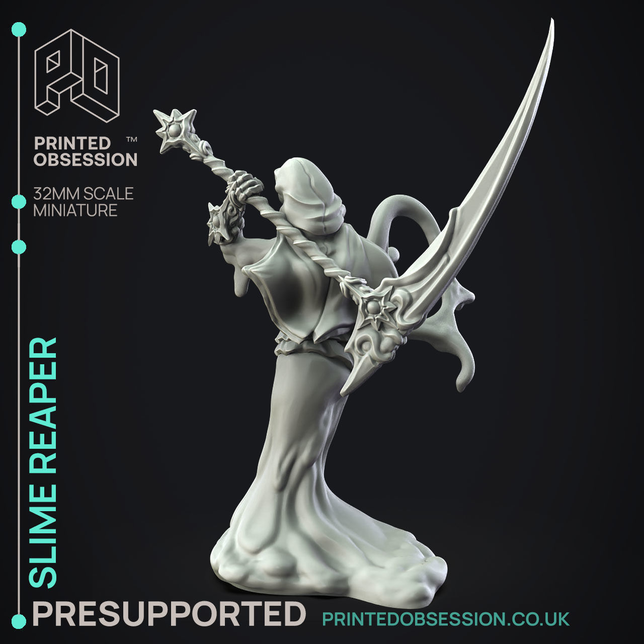 Slime Reaper - 3D Printable TTRPG - PRESUPPORTED - 32mm Scale 3D print model_8