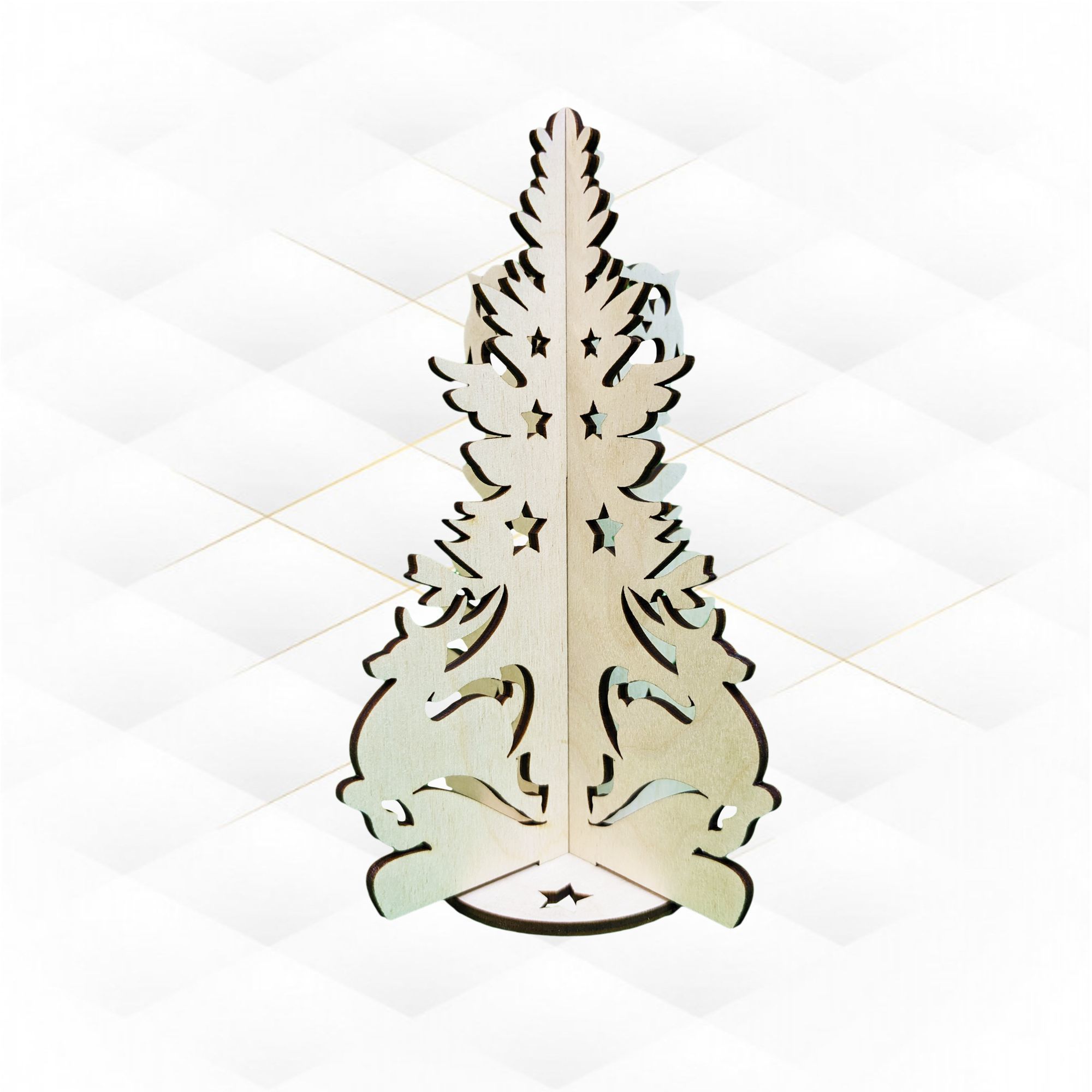 Christmas tree 3D puzzles ready use laser cut design 3D print model_1