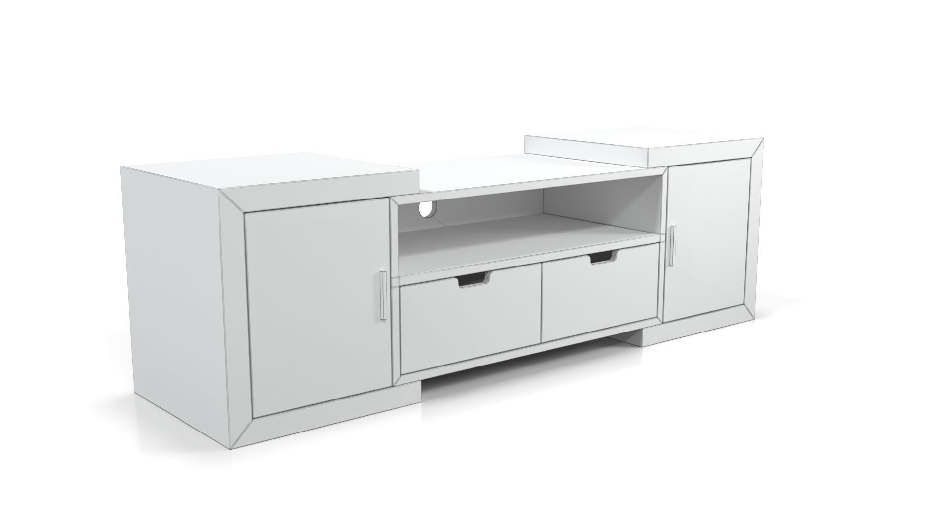 Entertainment Console Stained Walnut 3D model_2