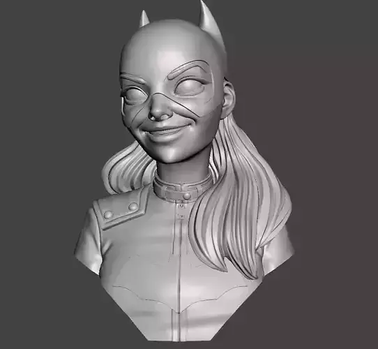Bat girl Bust 3d model with base for 3d printing 