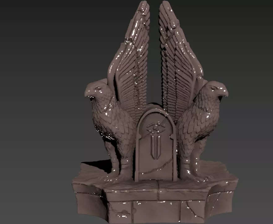 Ancient Hilltop Ruin   Bird Statue 3D print model_0