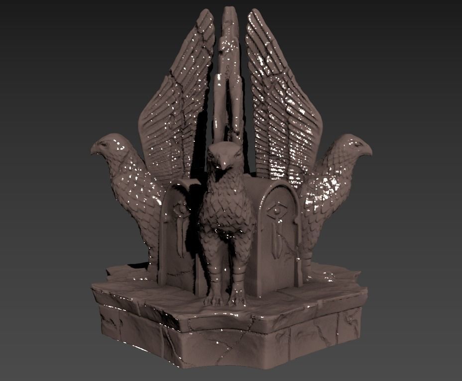 Ancient Hilltop Ruin   Bird Statue 3D print model_1