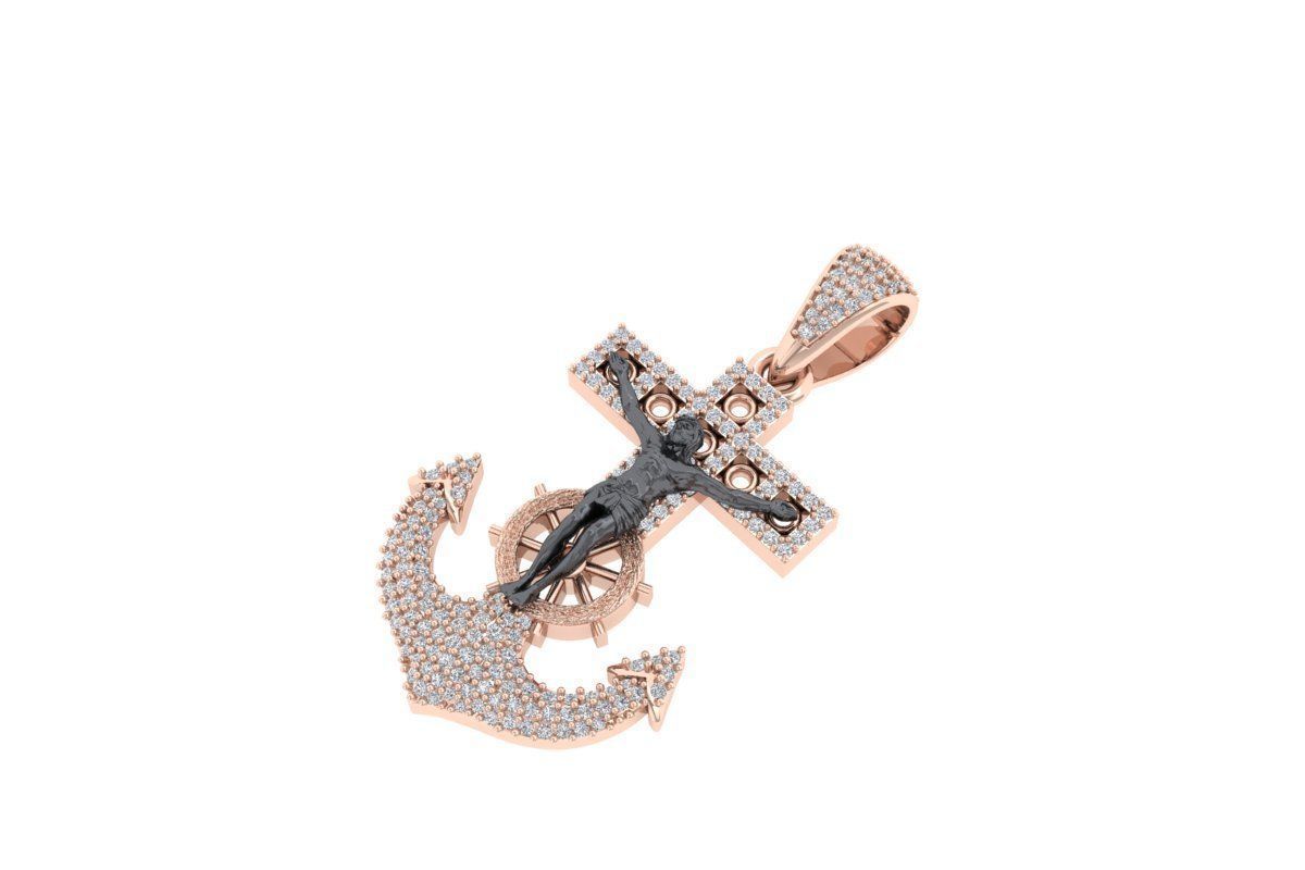 cross-anchor-and-steering-wheel-3d - Diamond pandent 3D print model_2