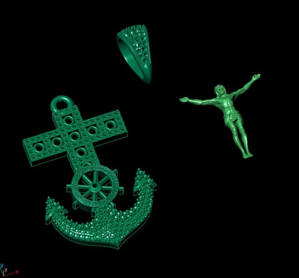 cross-anchor-and-steering-wheel-3d - Diamond pandent 3D print model_14