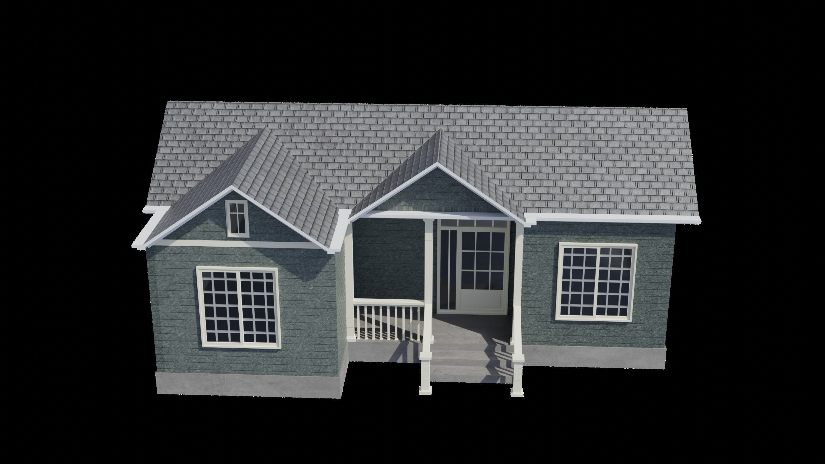 Simple House 001 Low-poly 3D model_6