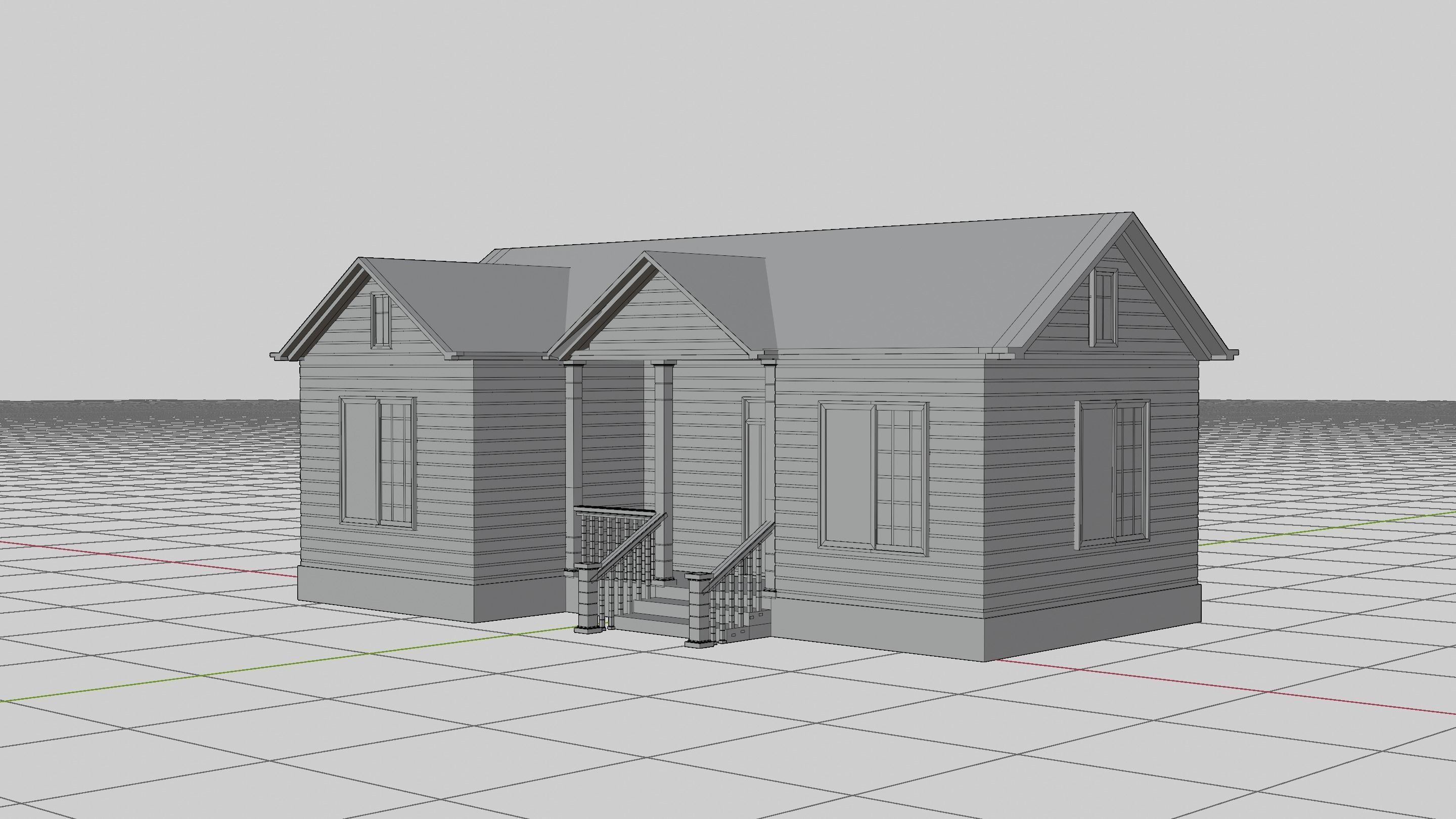 Simple House 001 Low-poly 3D model_9