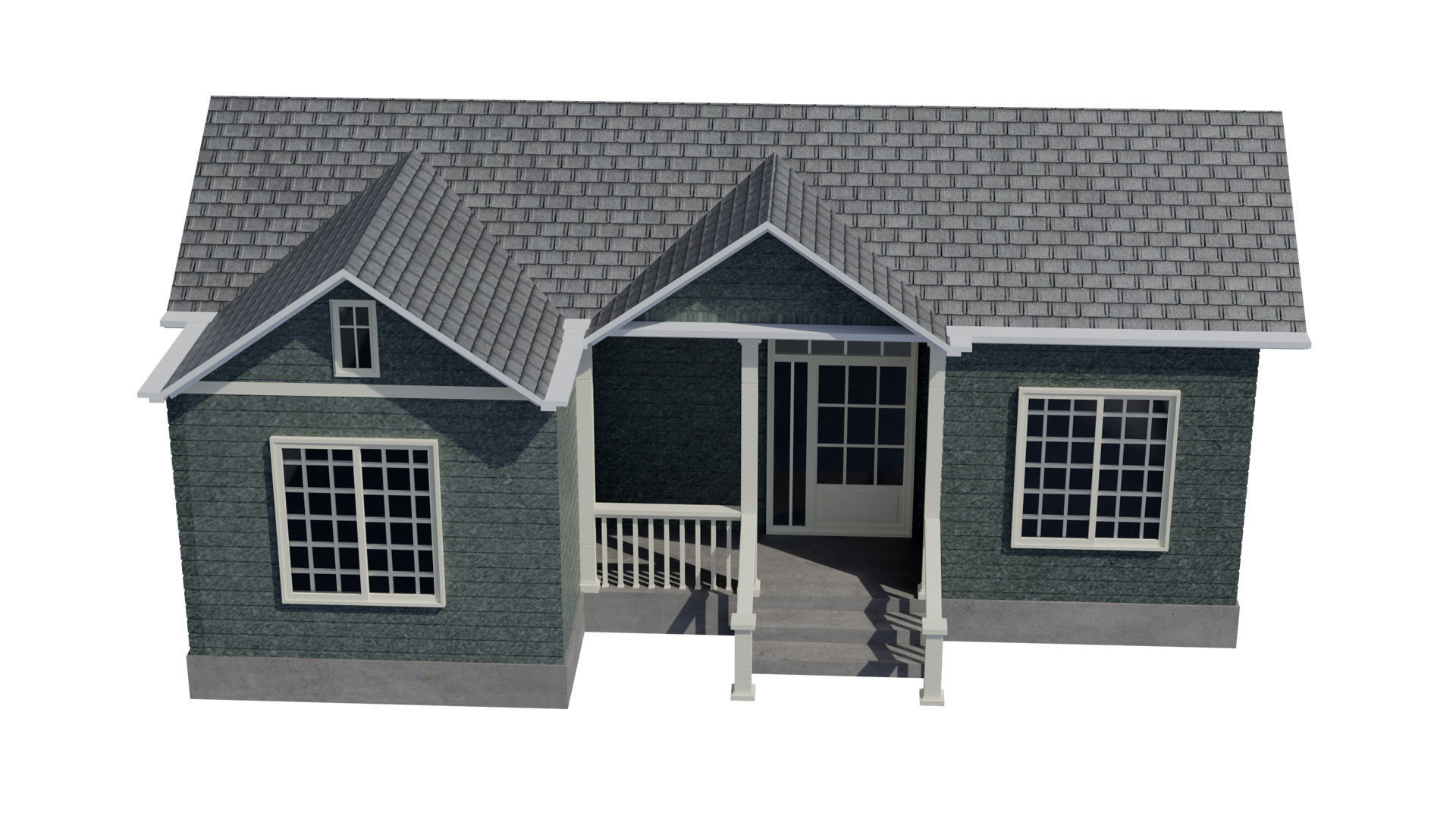 Simple House 001 Low-poly 3D model_5