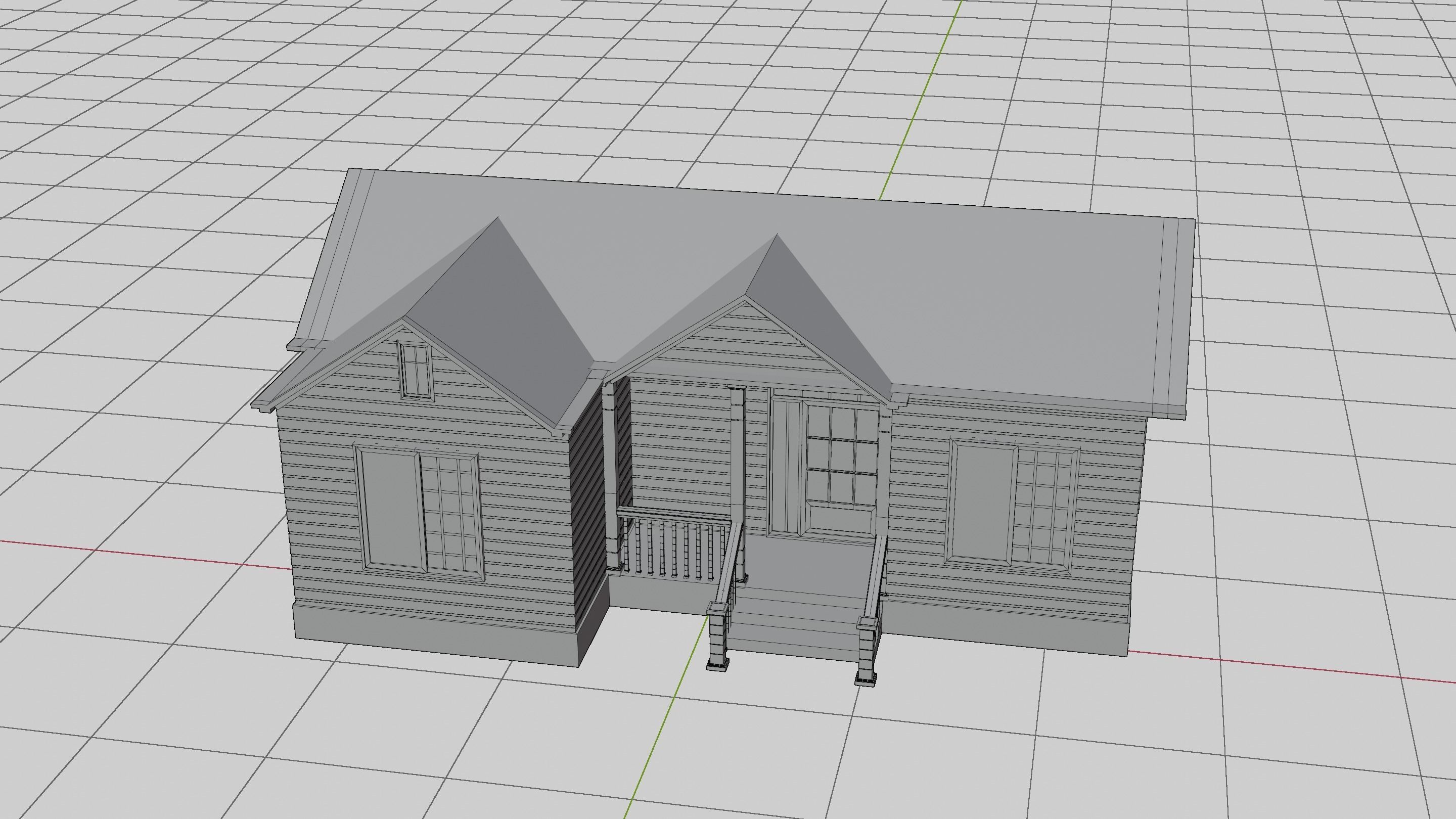 Simple House 001 Low-poly 3D model_8
