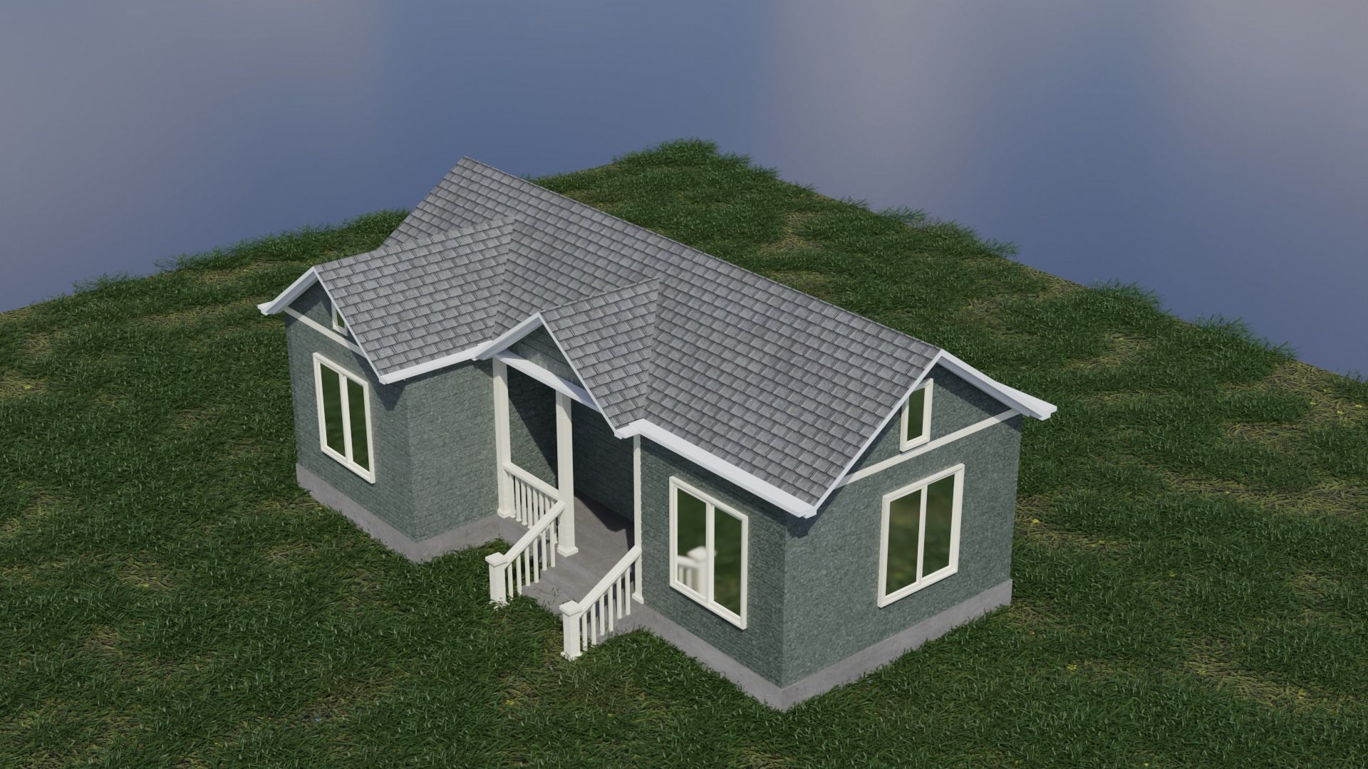 Simple House 001 Low-poly 3D model_2