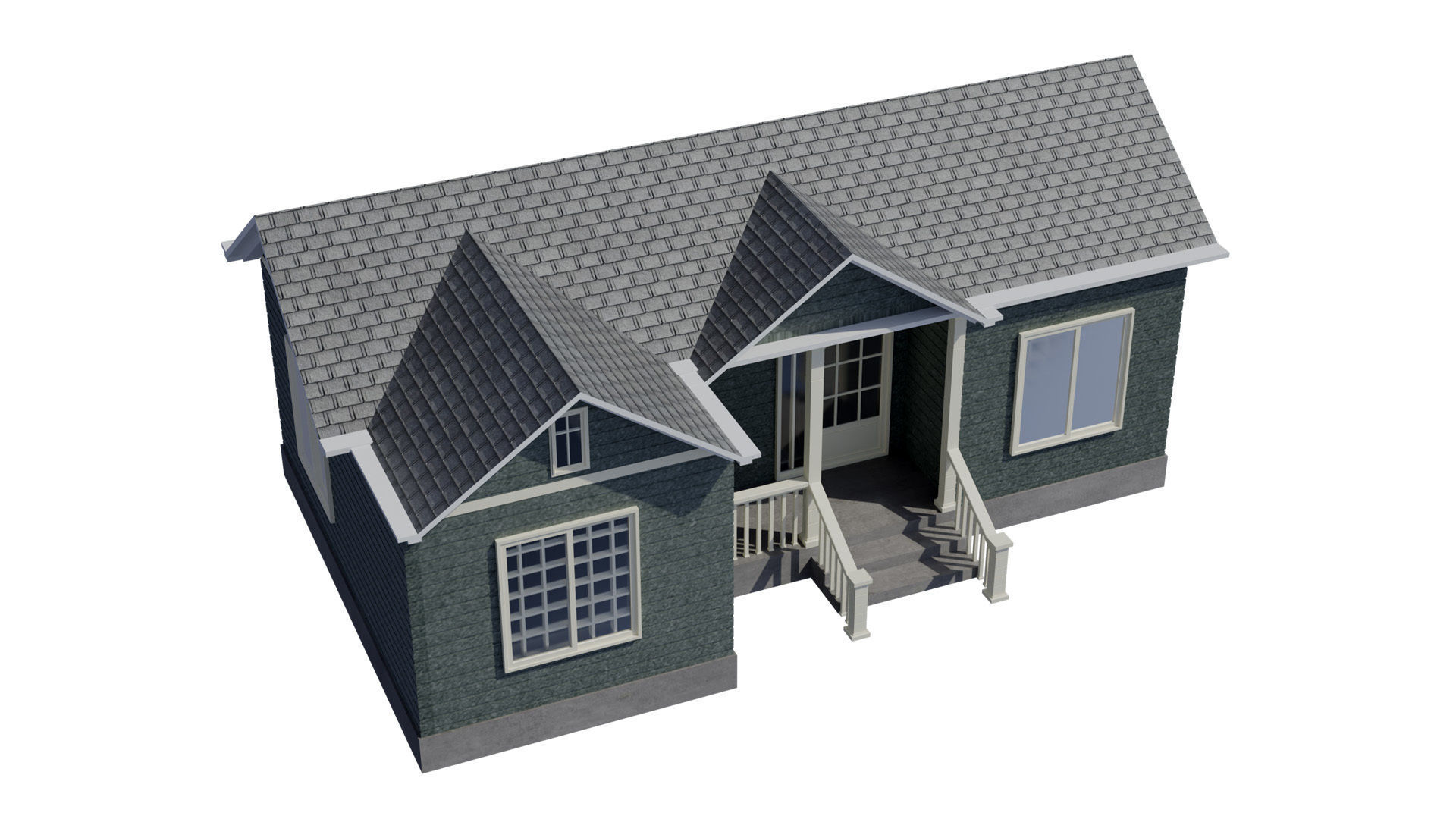 Simple House 001 Low-poly 3D model_4