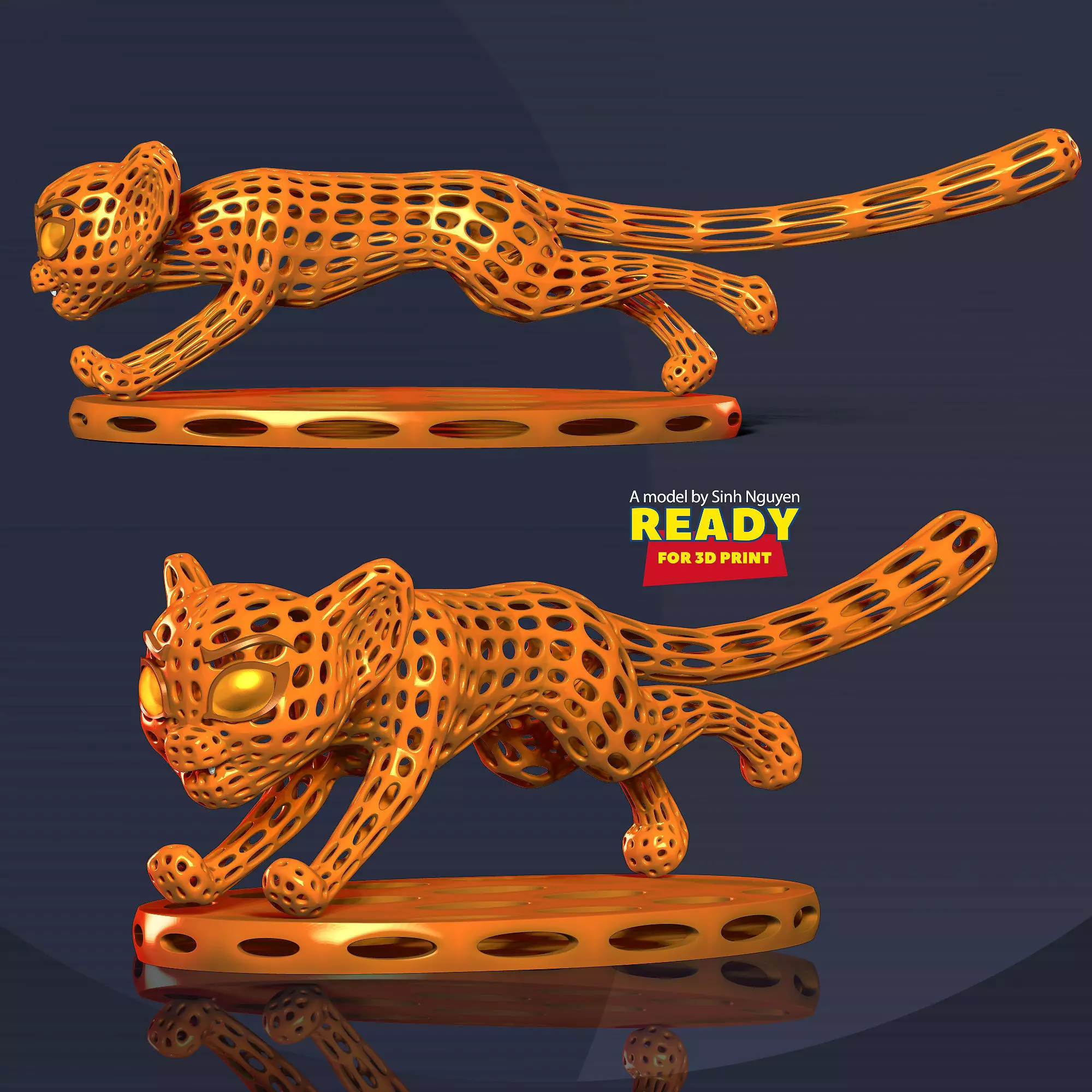 The leopard is running Free 3D print model