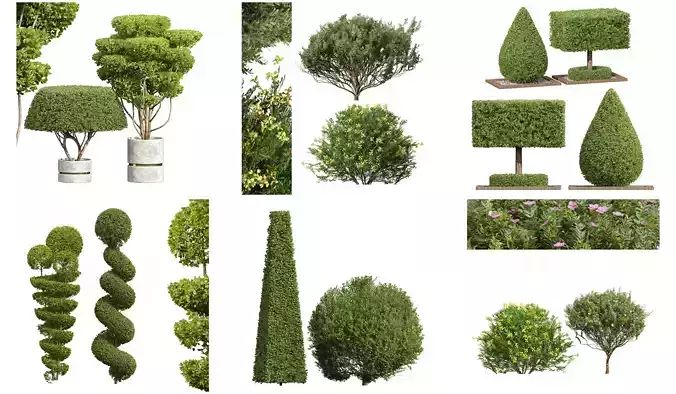 6 Different SETS of Bush SET VOL24 3D Model Collection