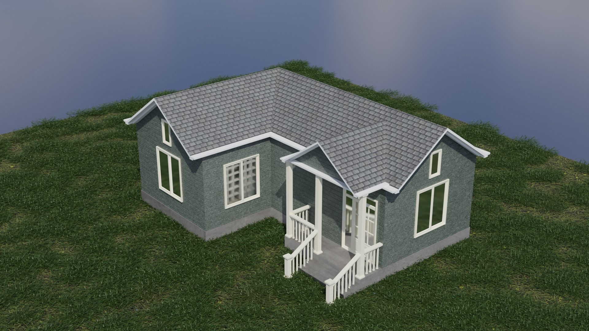 Simple House 002 Low-poly 3D model_2