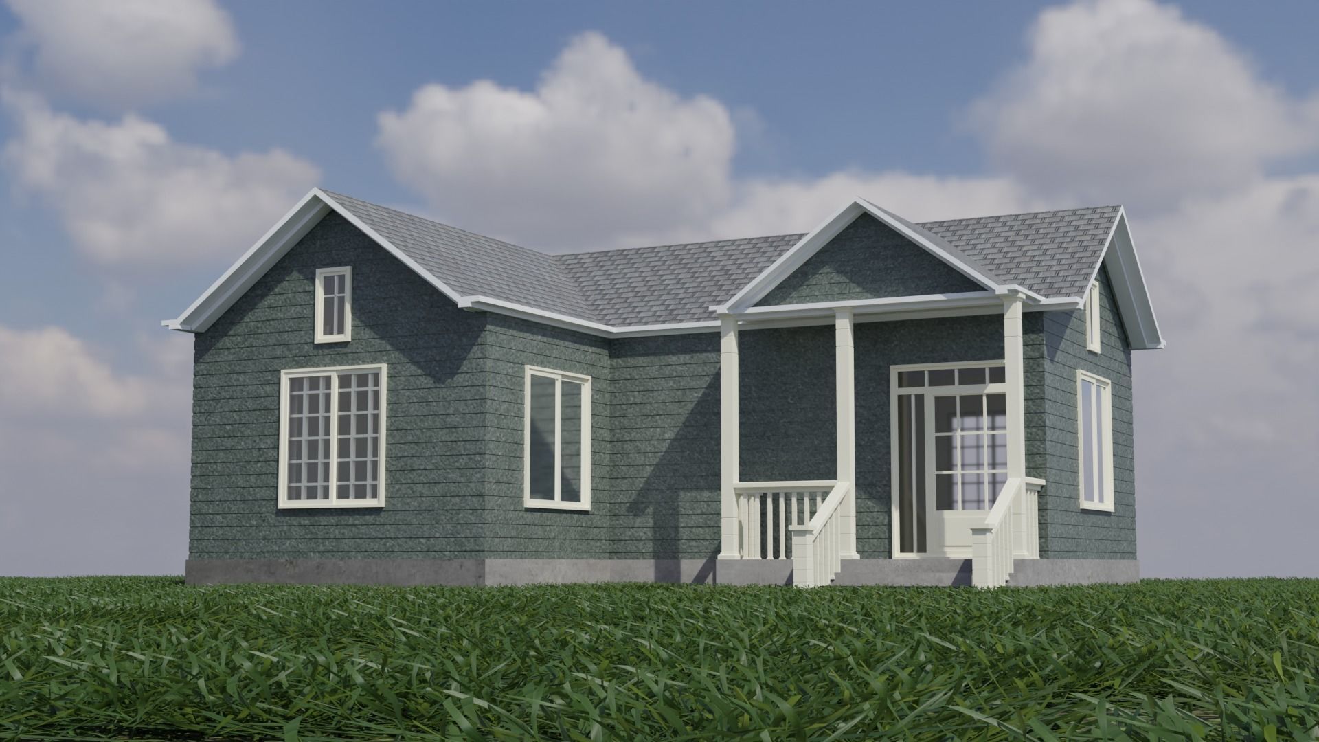 Simple House 002 Low-poly 3D model_5