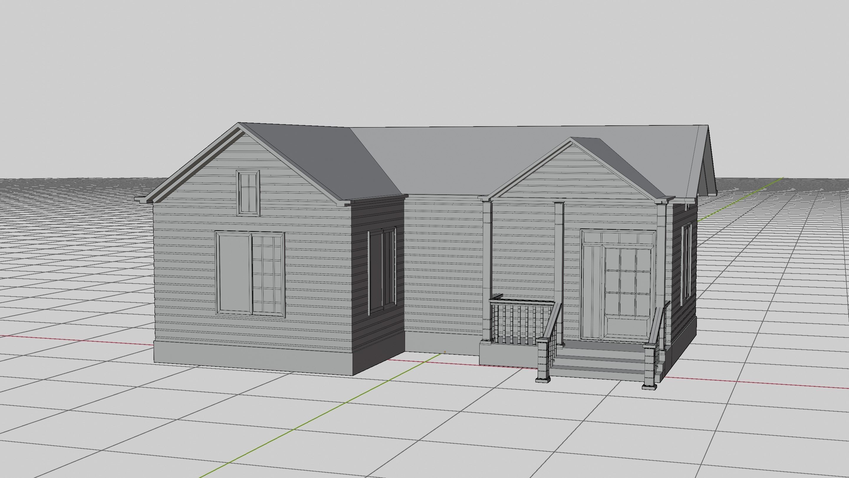 Simple House 002 Low-poly 3D model_7