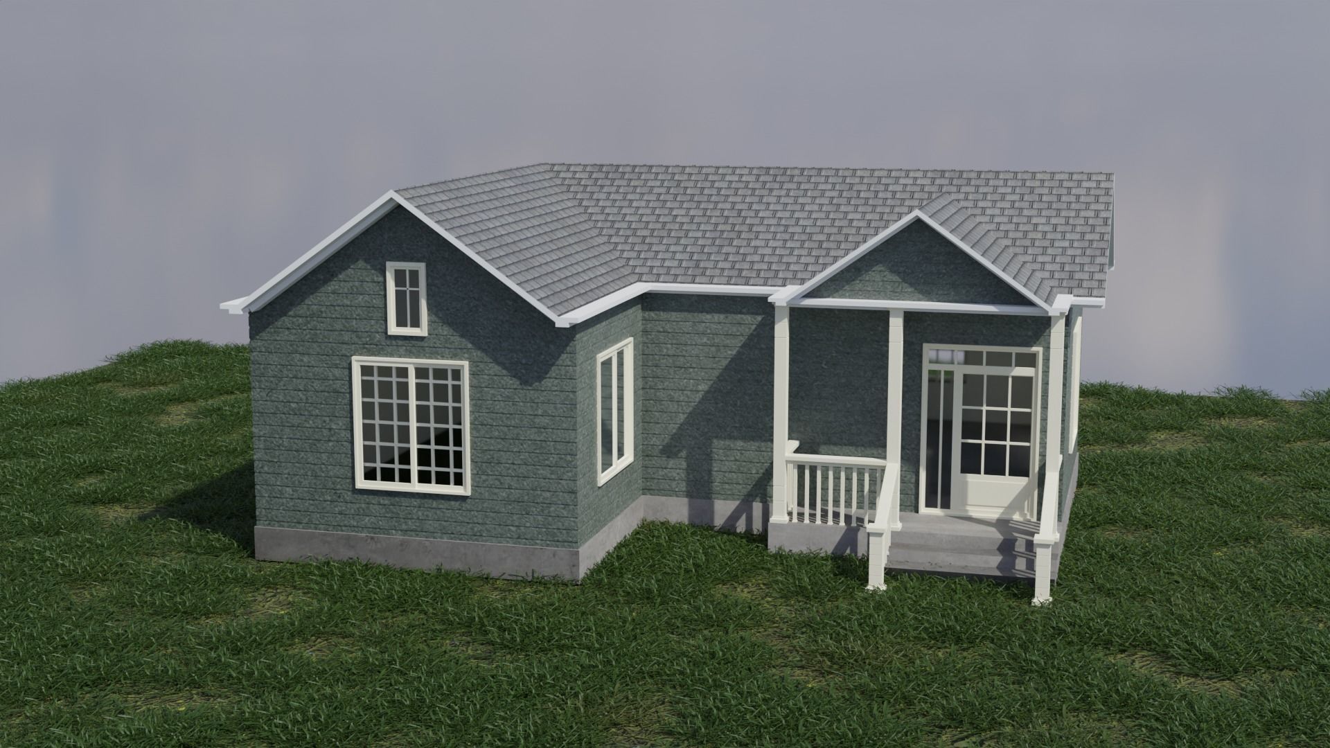 Simple House 002 Low-poly 3D model_1