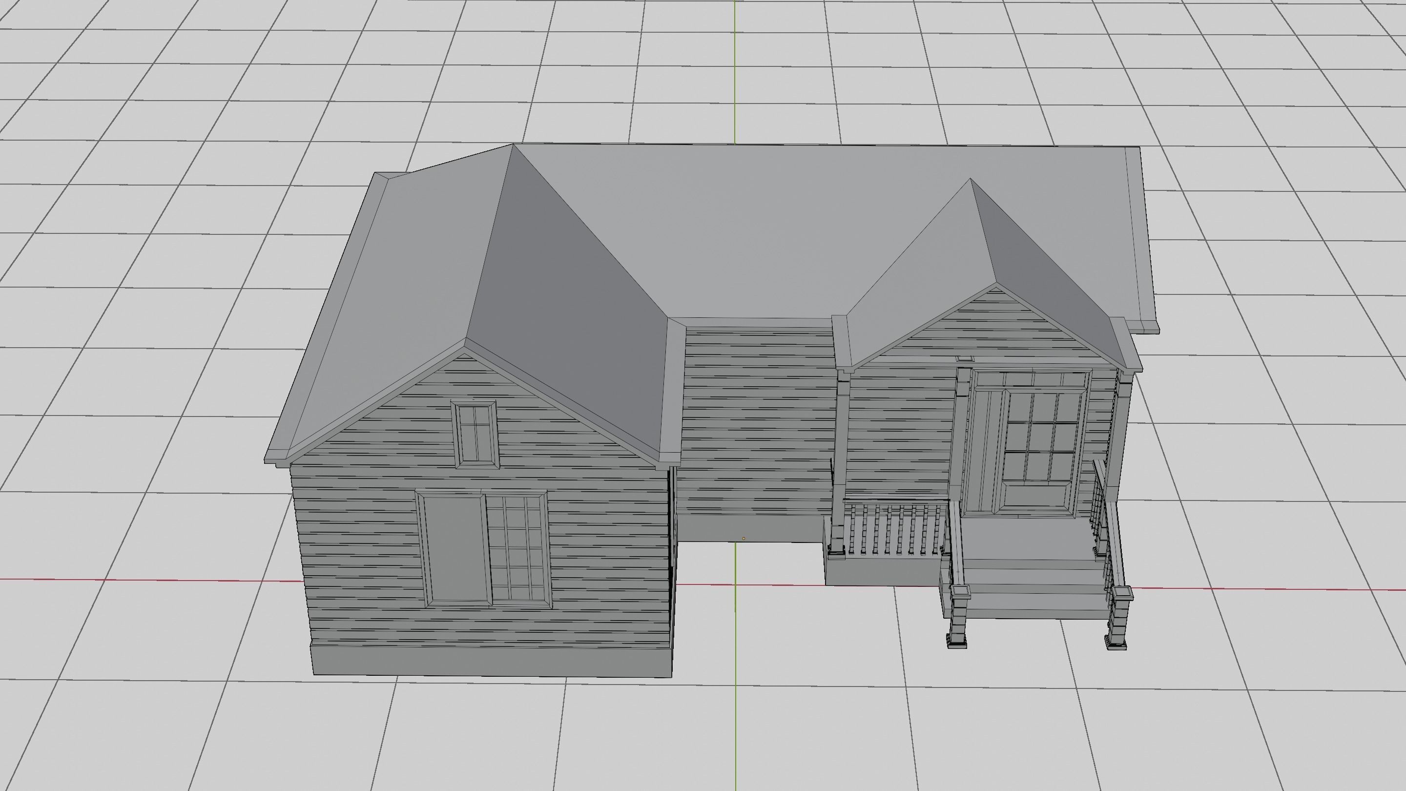 Simple House 002 Low-poly 3D model_8