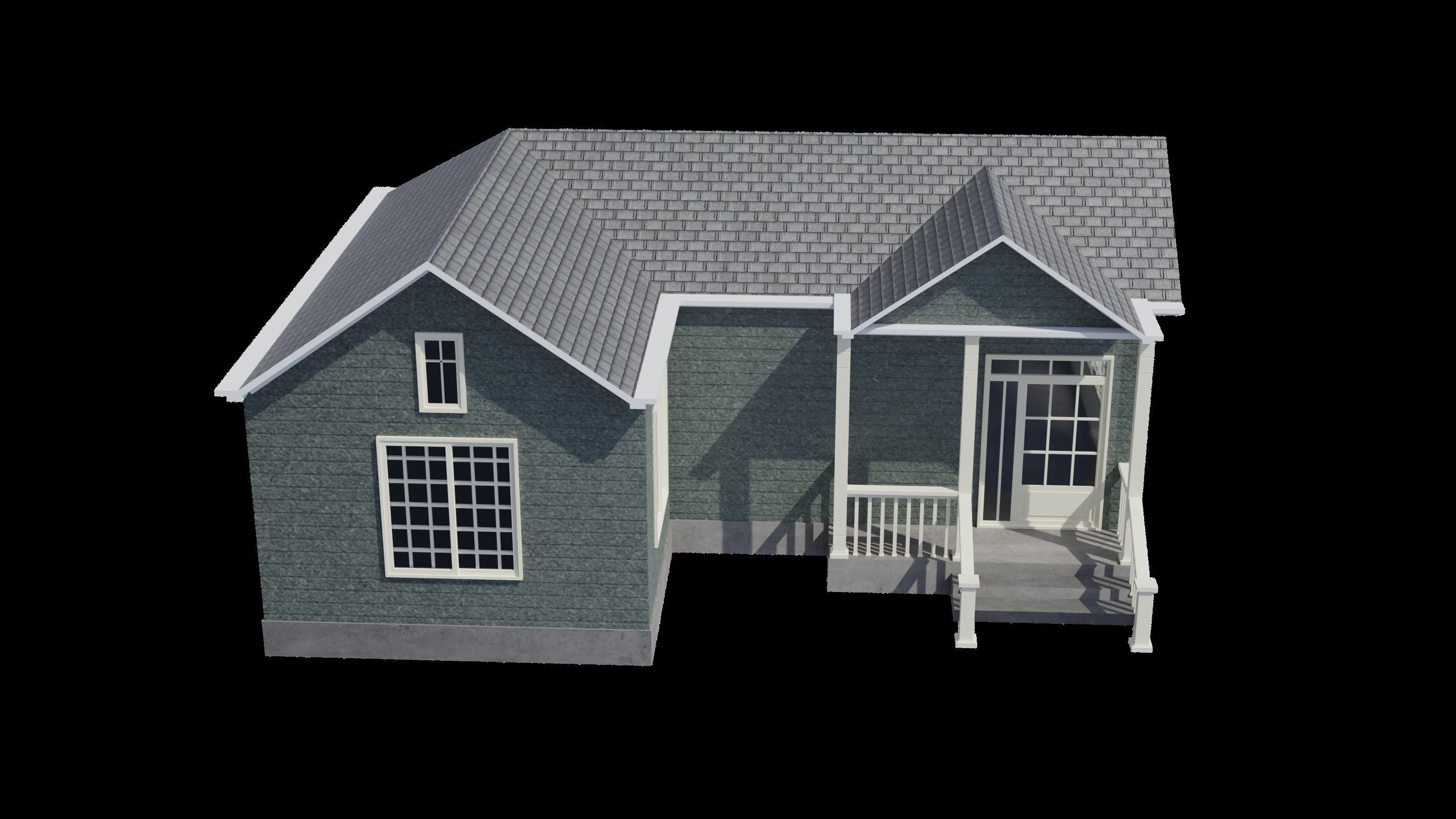 Simple House 002 Low-poly 3D model_3