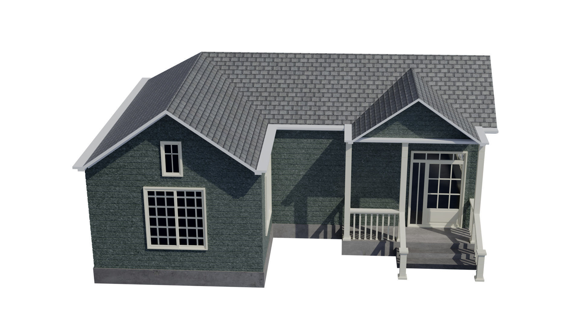 Simple House 002 Low-poly 3D model_9