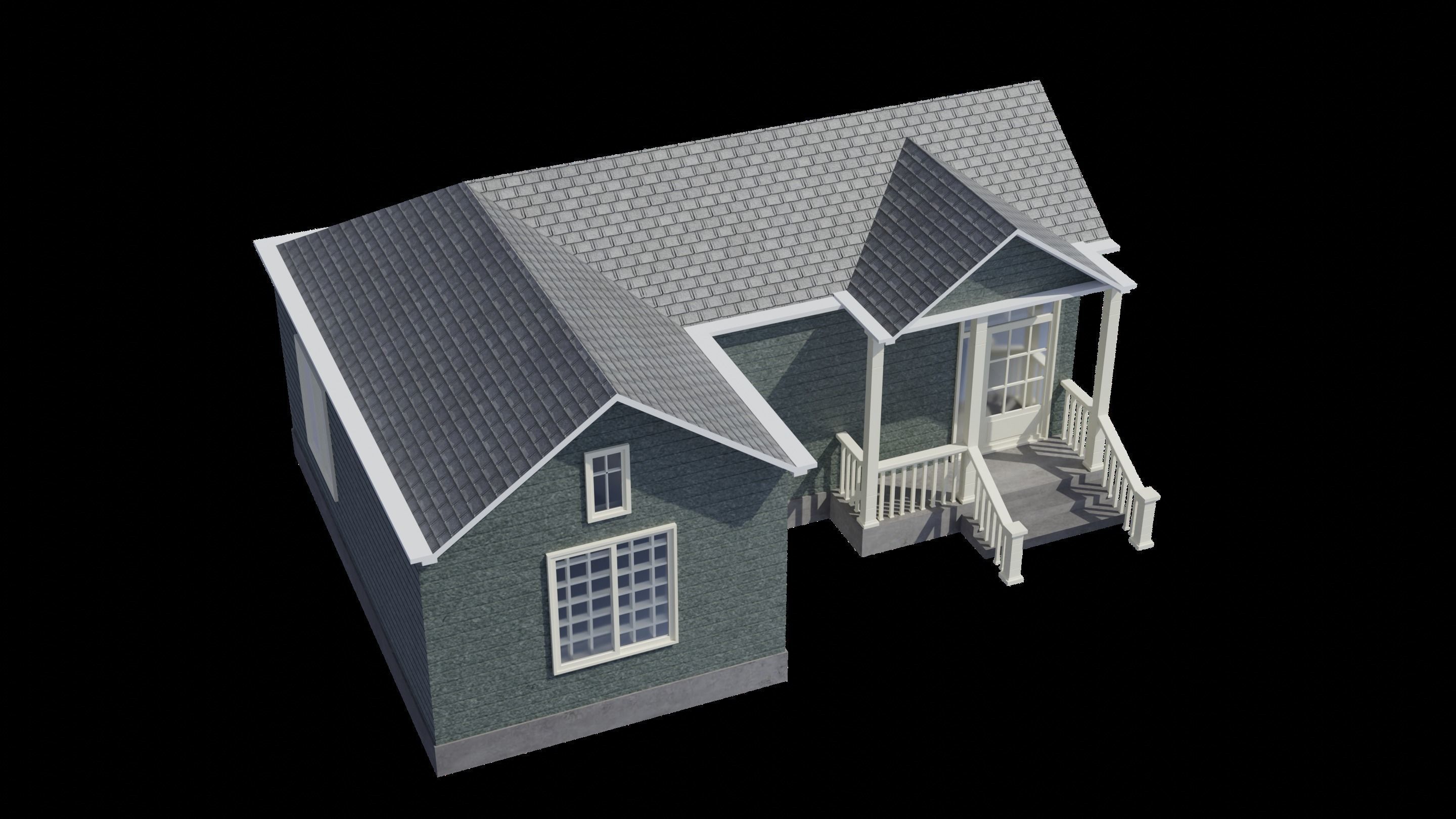 Simple House 002 Low-poly 3D model_4