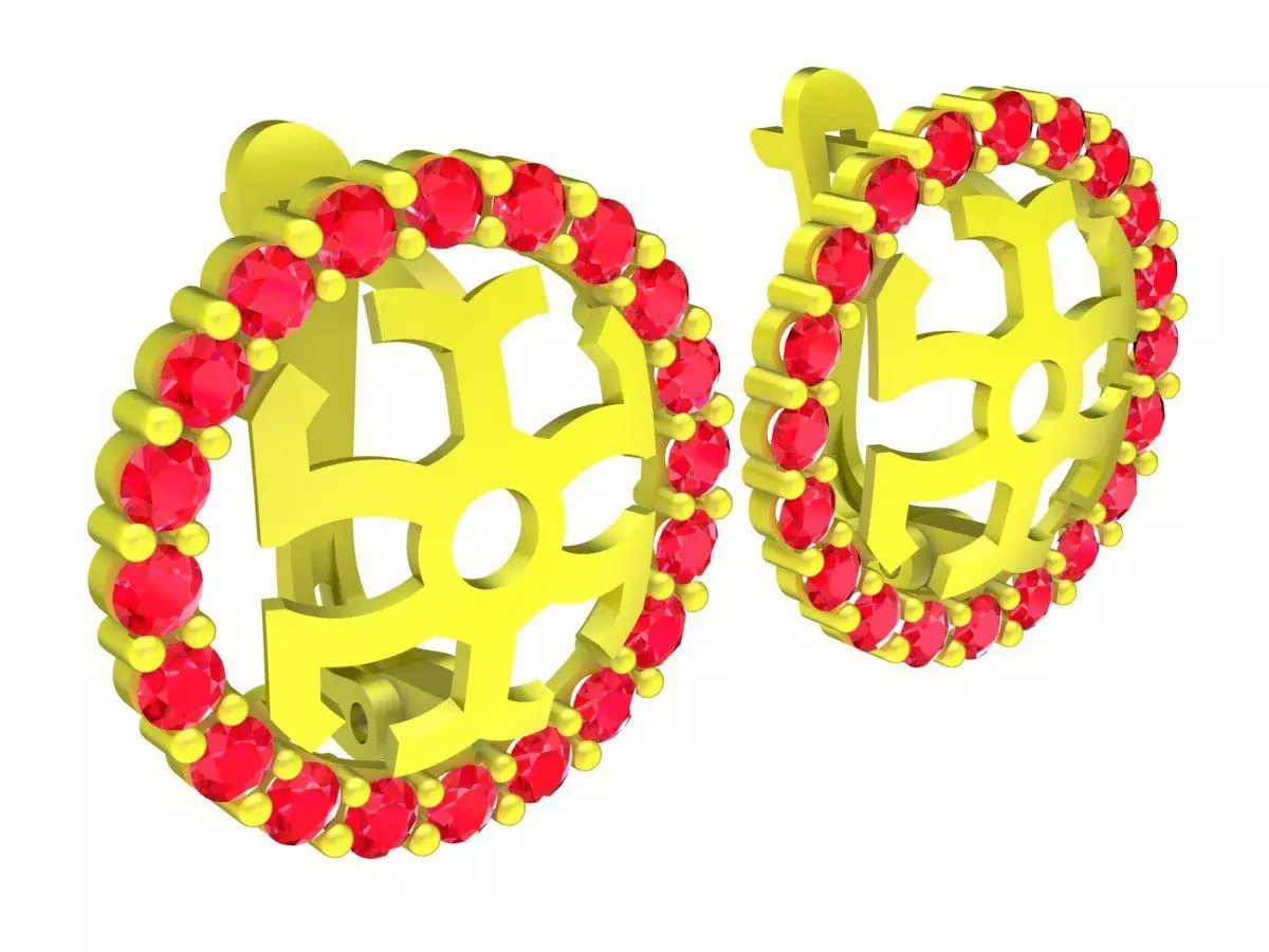 Luxury Cross Motif Halo Lever Back Earrings 3D Model 5985 3D print model