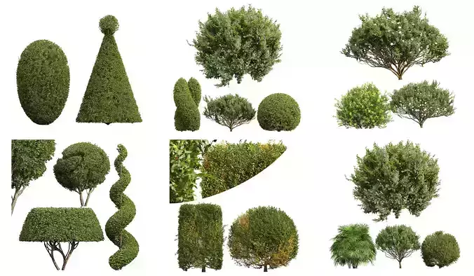  6 Different SETS of Bush SET VOL25 3D Model Collection