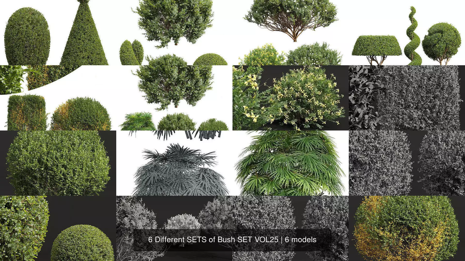  6 Different SETS of Bush SET VOL25 3D Model Collection_1