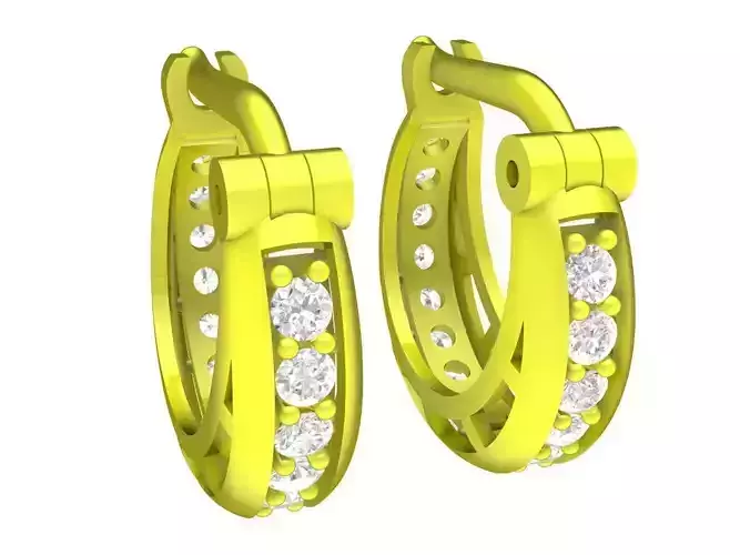 Luxury Diamond Huggie Hoop Earrings 3D Model 5986 3D print model