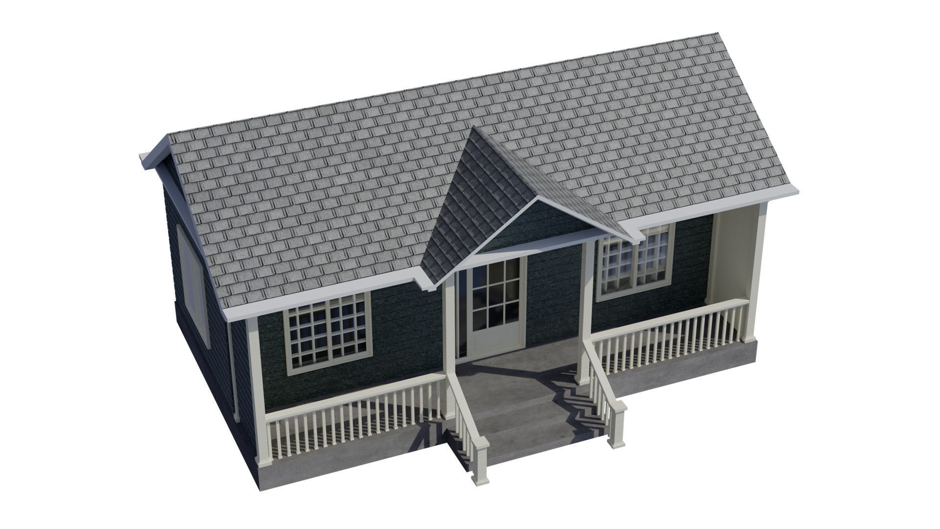 Simple House 003 Low-poly 3D model_9