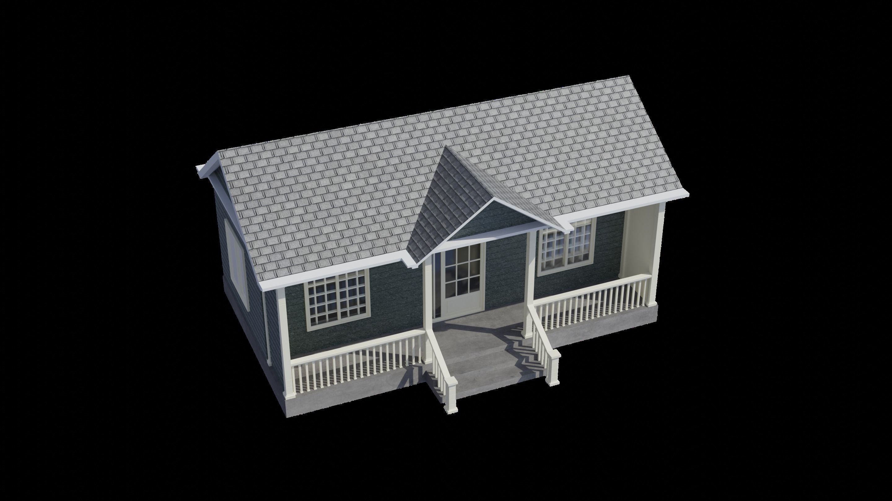 Simple House 003 Low-poly 3D model_5