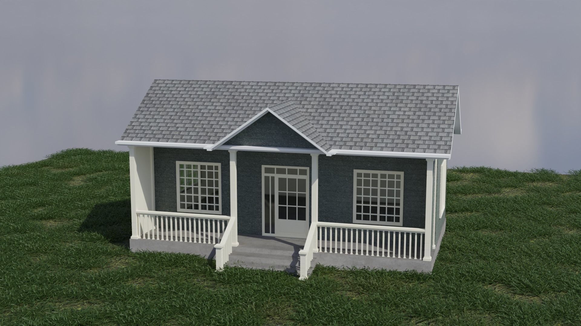 Simple House 003 Low-poly 3D model_1