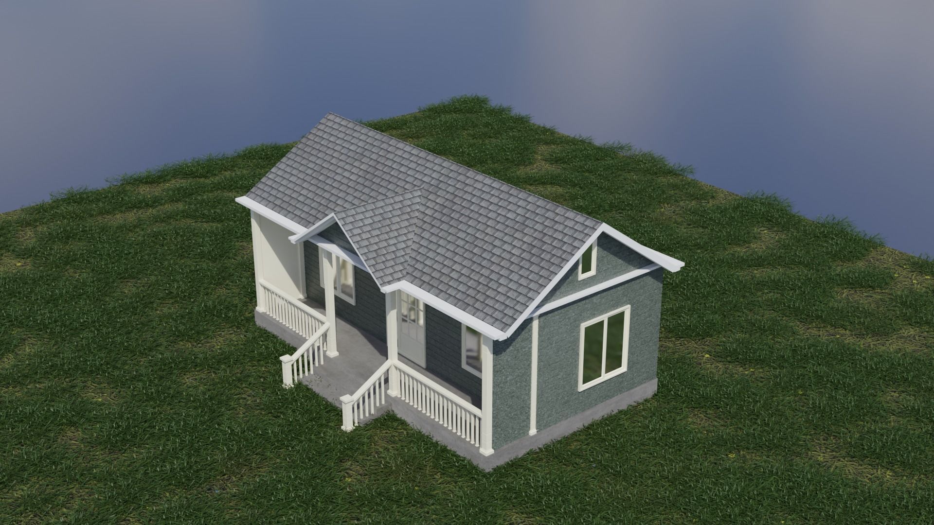 Simple House 003 Low-poly 3D model_2