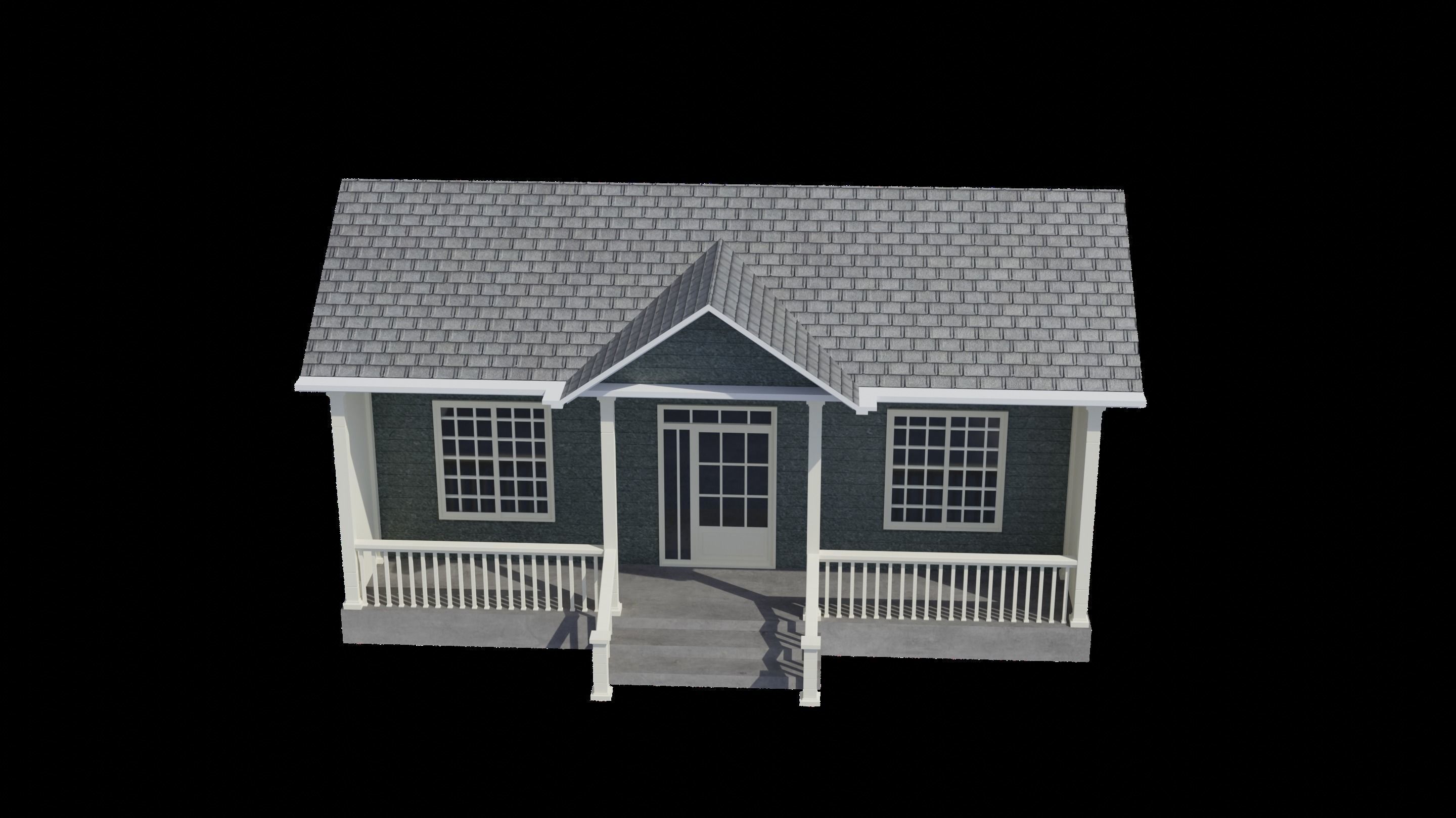 Simple House 003 Low-poly 3D model_4