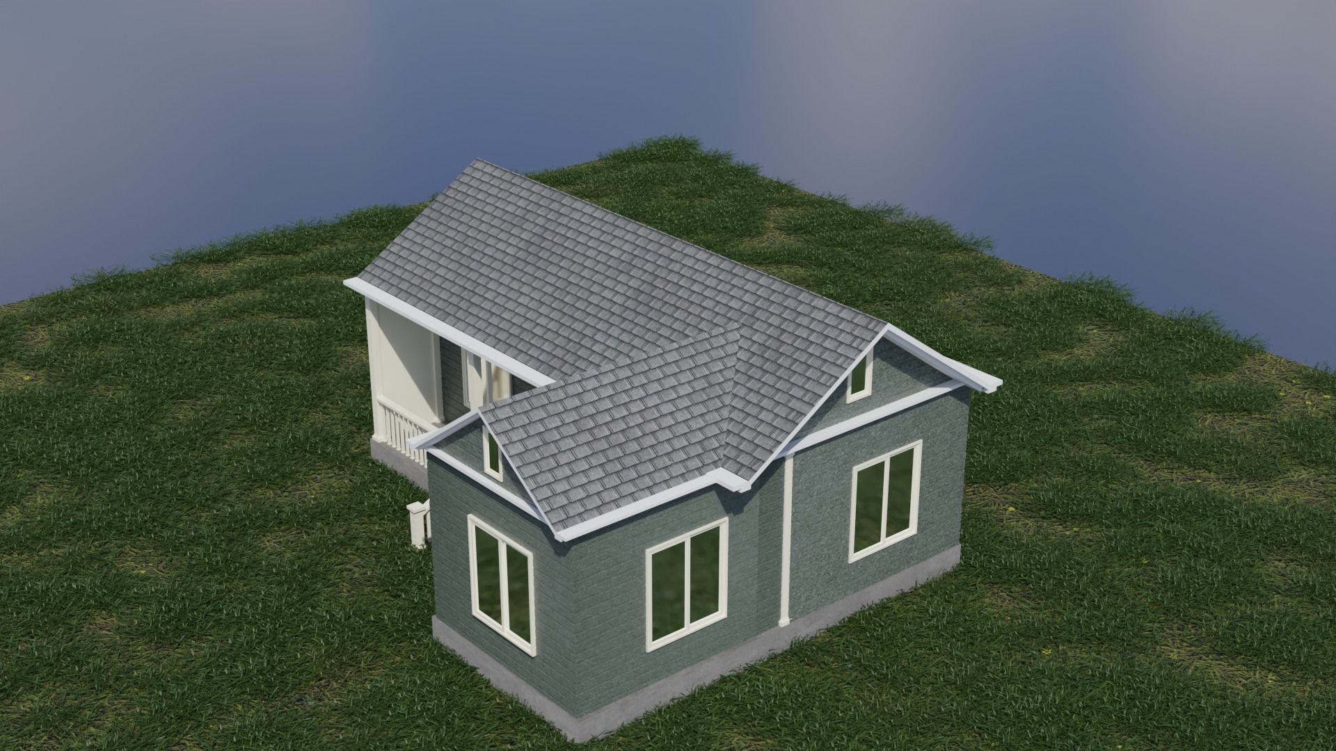 Simple House 004 Low-poly 3D model_6