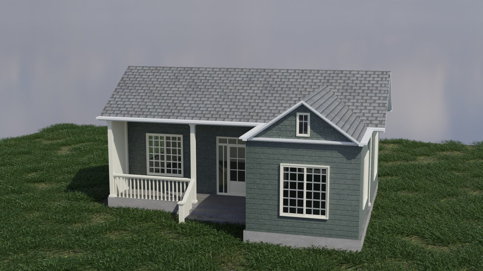 Simple House 004 Low-poly 3D model_1